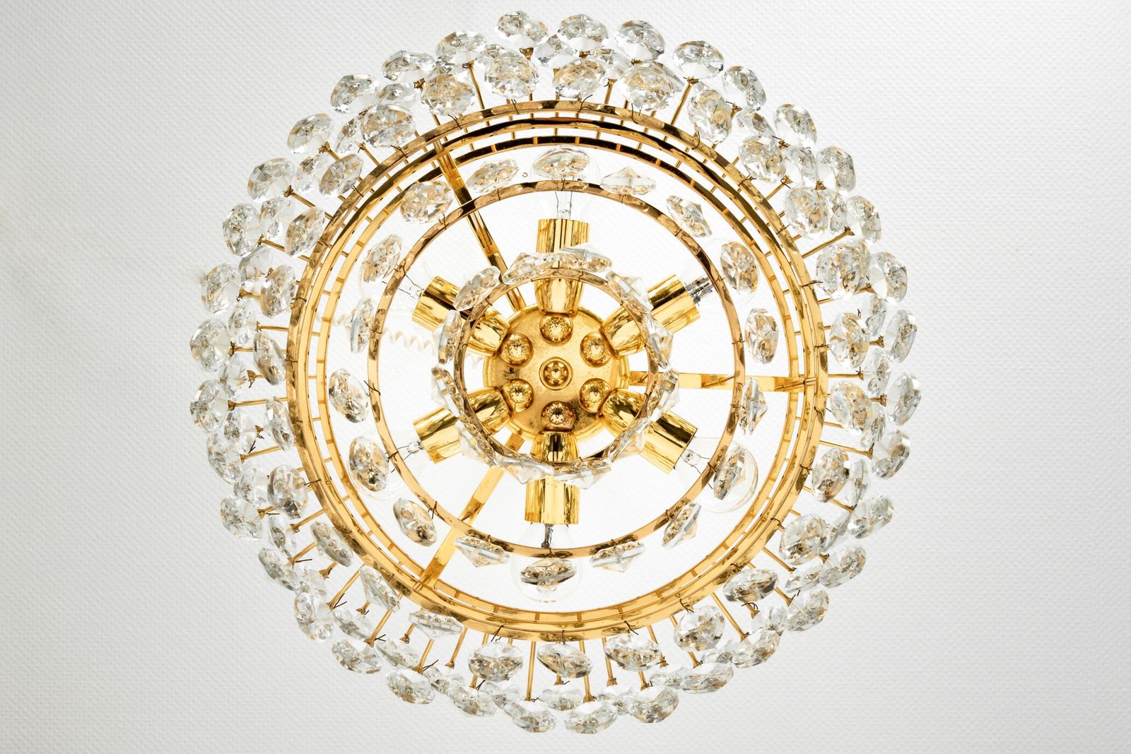 Bakalowits Chandelier Brass And Crystal Glass, Austria, 1960s photo Lighting