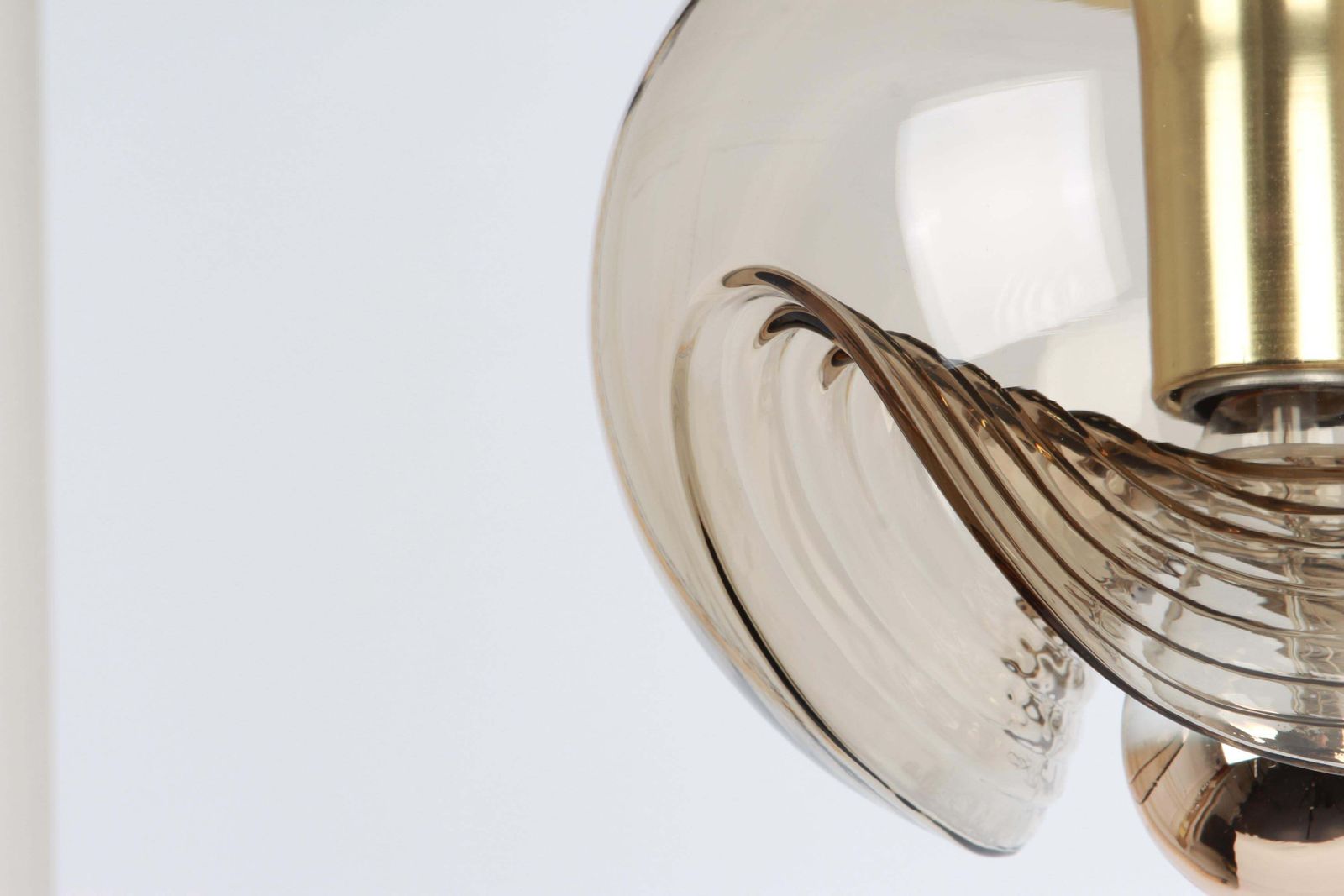 One Of Five Large Smoked Glass Pendant Light By Peill & Putzler, Germany, 1970s photo Lighting