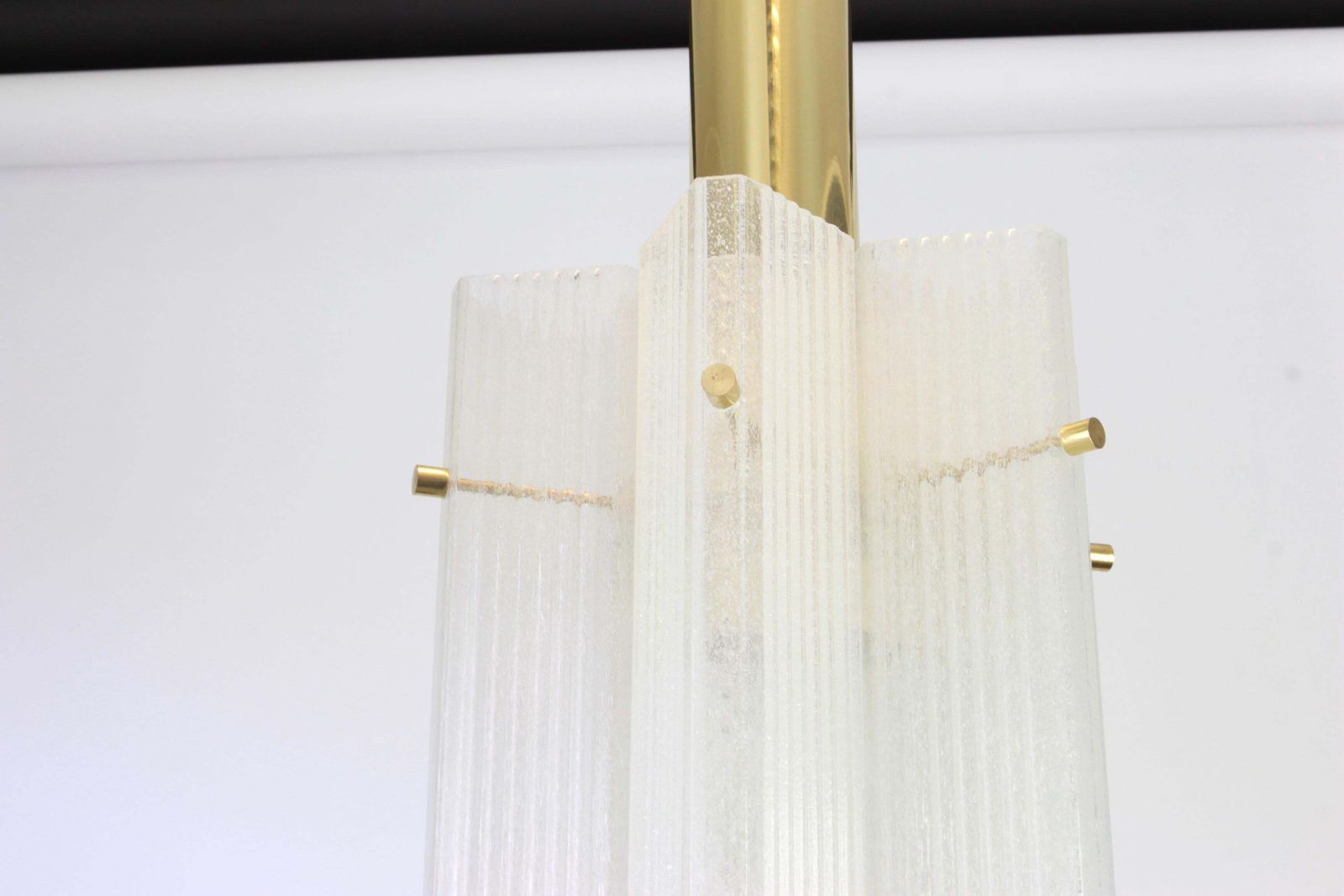 1 Of 3 Large Murano Ice Glass Pendant By Limburg, Germany, 1970s photo Lighting