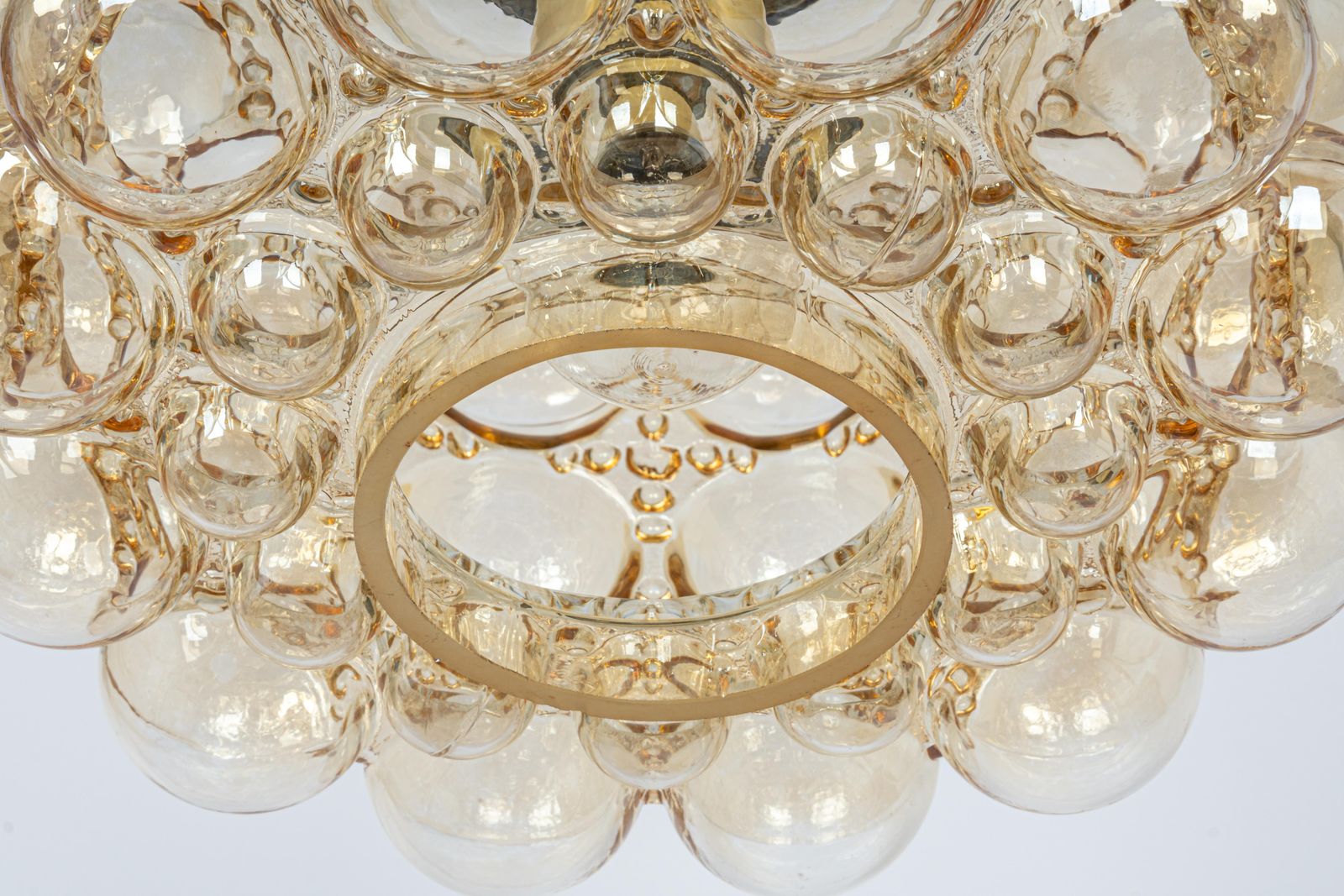 Large Amber Bubble Glass Pendant By Helena Tynell For Limburg, Germany, 1970s photo 1161.0