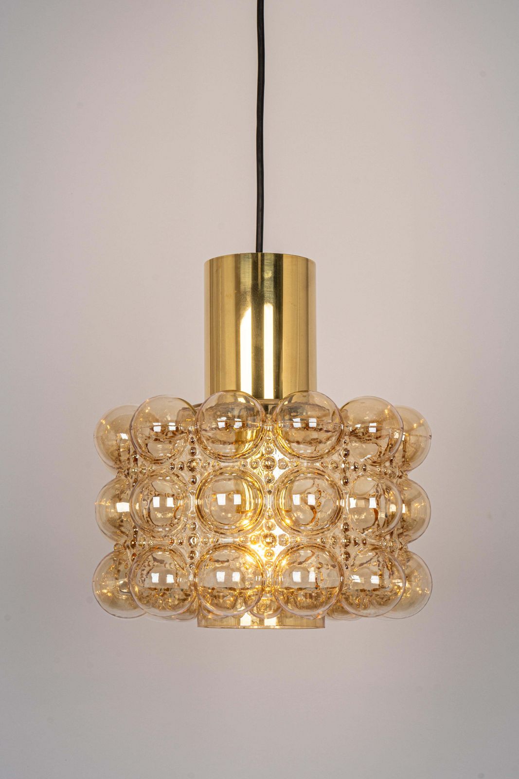 Large Amber Bubble Glass Pendant By Helena Tynell For Limburg, Germany, 1970s photo vintage