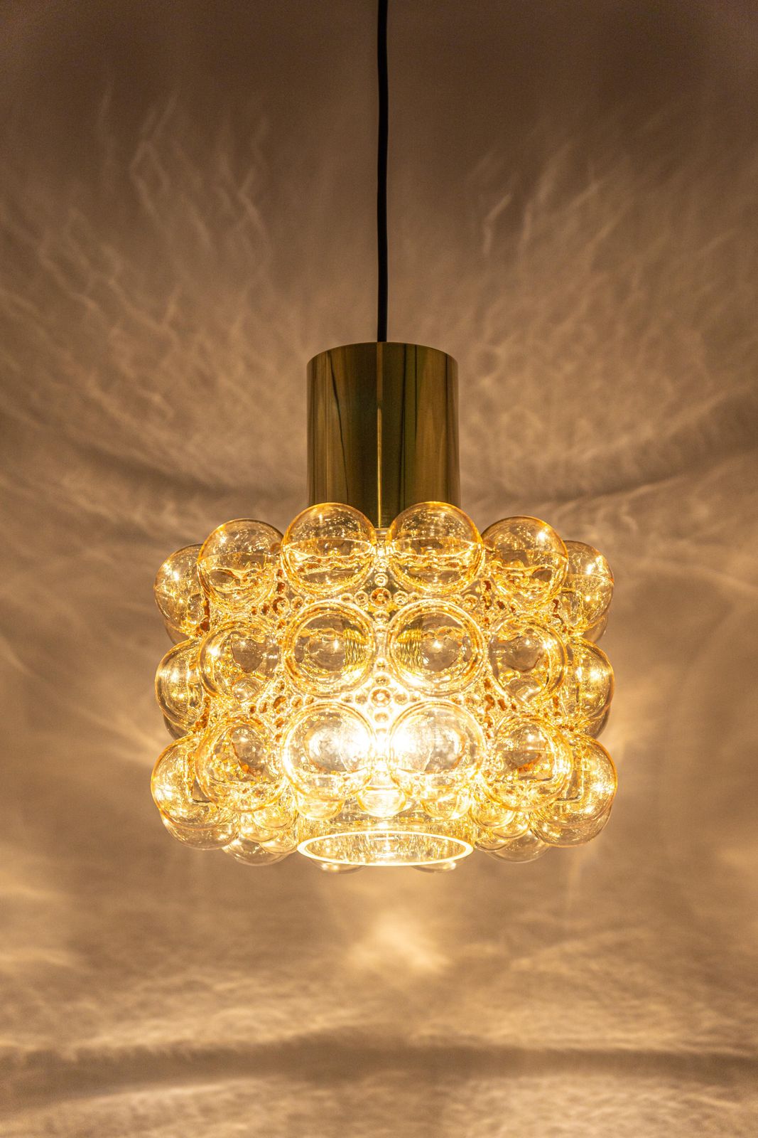 Lighting Large Amber Bubble Glass Pendant By Helena Tynell For Limburg, Germany, 1970s photo