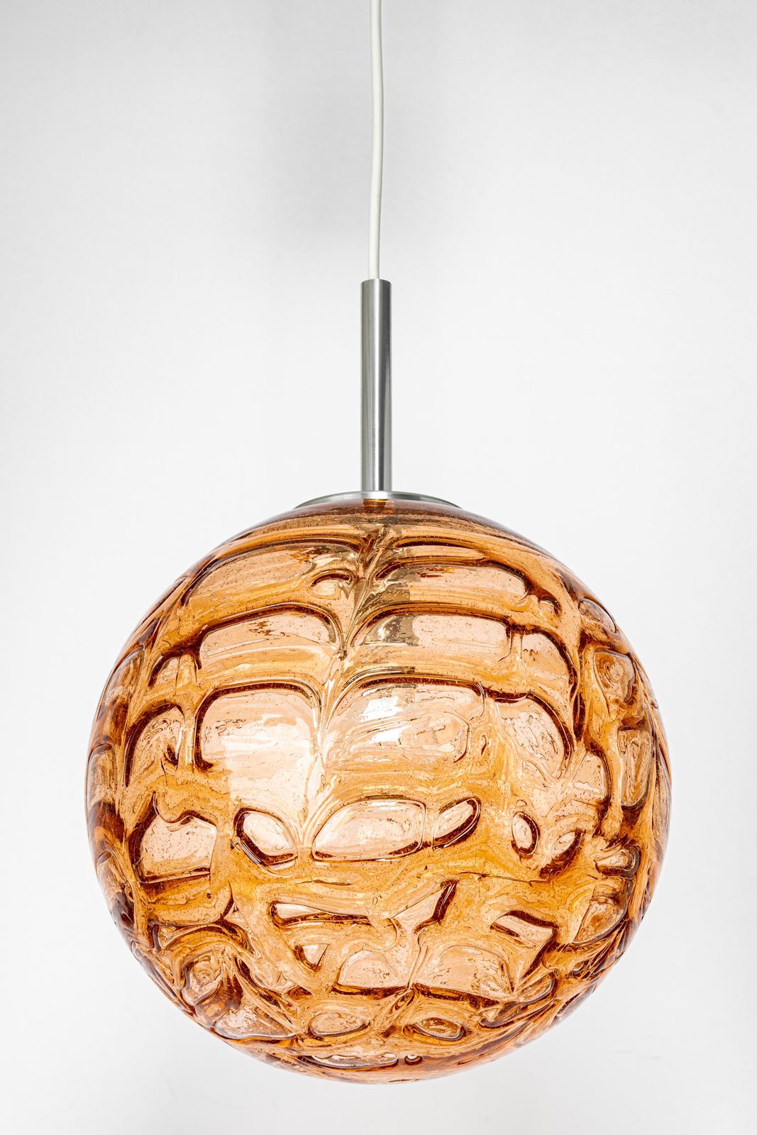 1 Of 2 Rare Pink Murano Ball Pendant Light By Doria, Germany, 1970s photo furniture