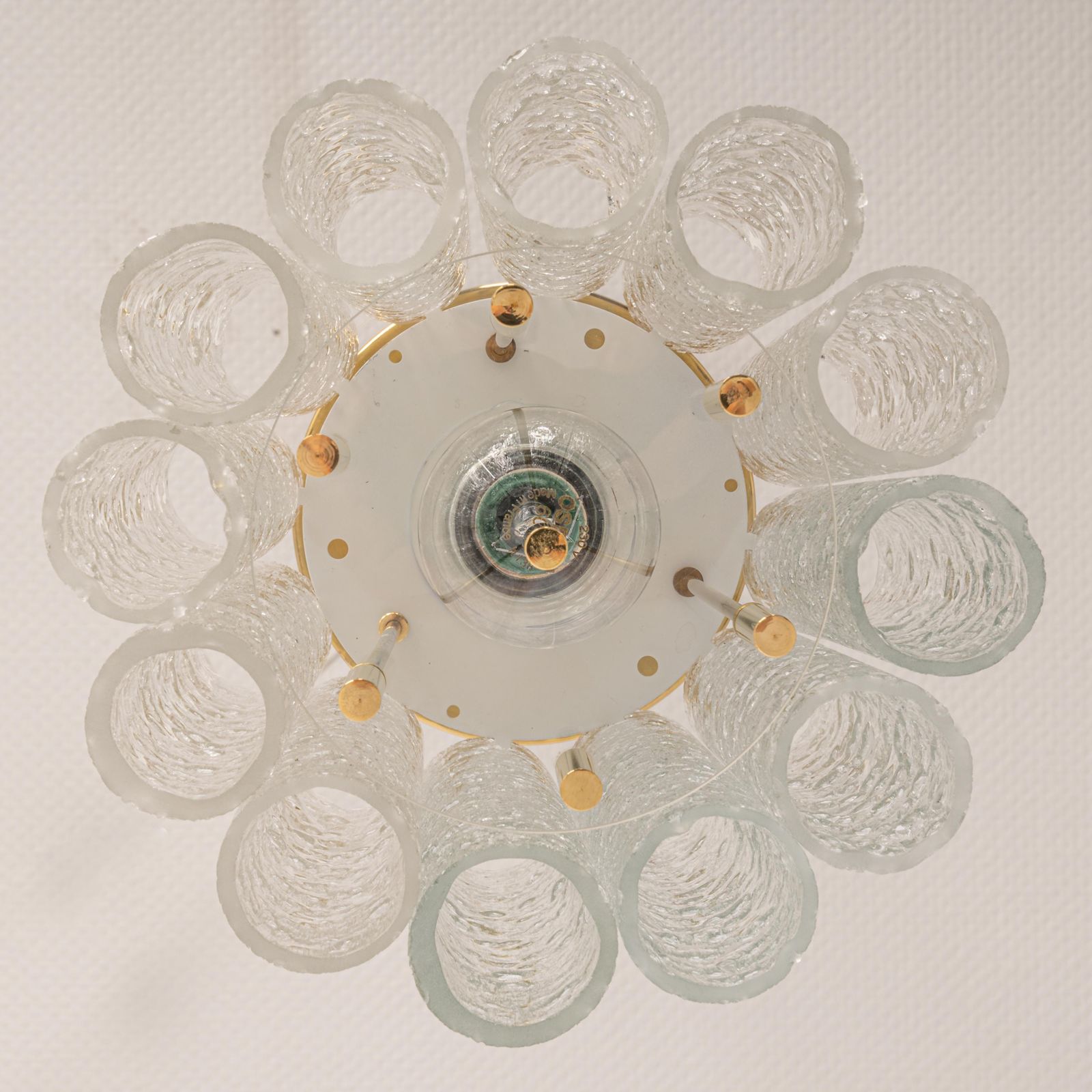 Pair Of Petite Murano Glass Tubes Pendant Light By Doria, Germany, 1960s photo Lighting