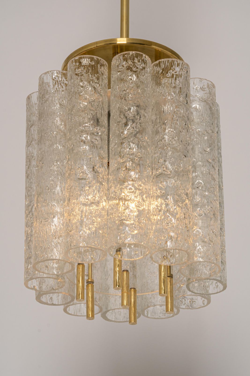 Pair Of Petite Murano Glass Tubes Pendant Light By Doria, Germany, 1960s photo vinterior