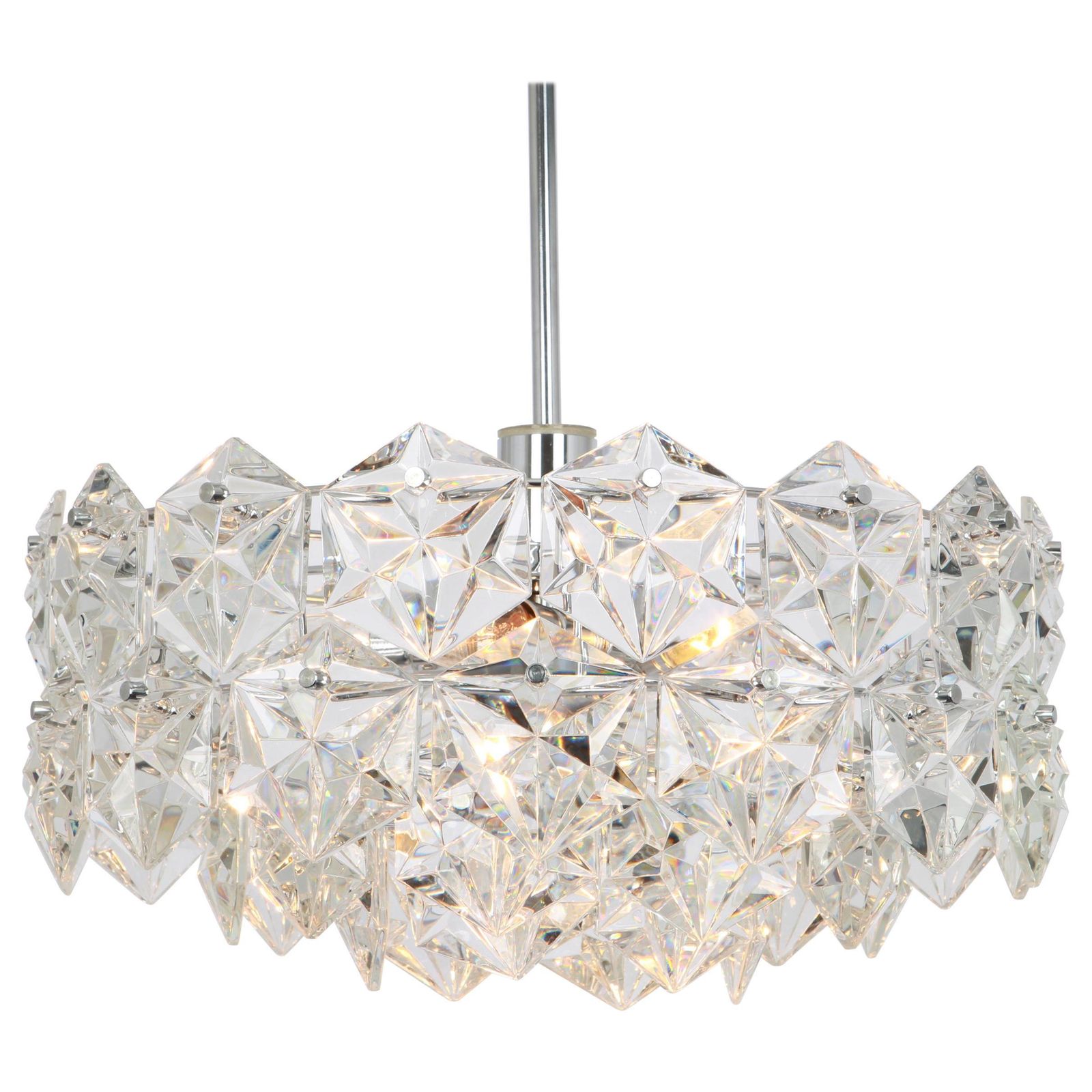 Kinkeldey Chandelier Chrome S And Crystal Glass, Germany, 1970s