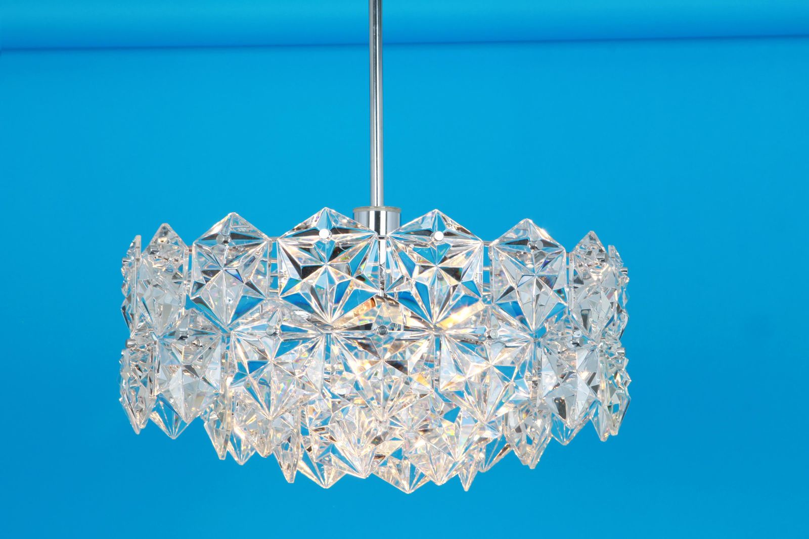 Kinkeldey Chandelier Chrome S And Crystal Glass, Germany, 1970s photo vinterior