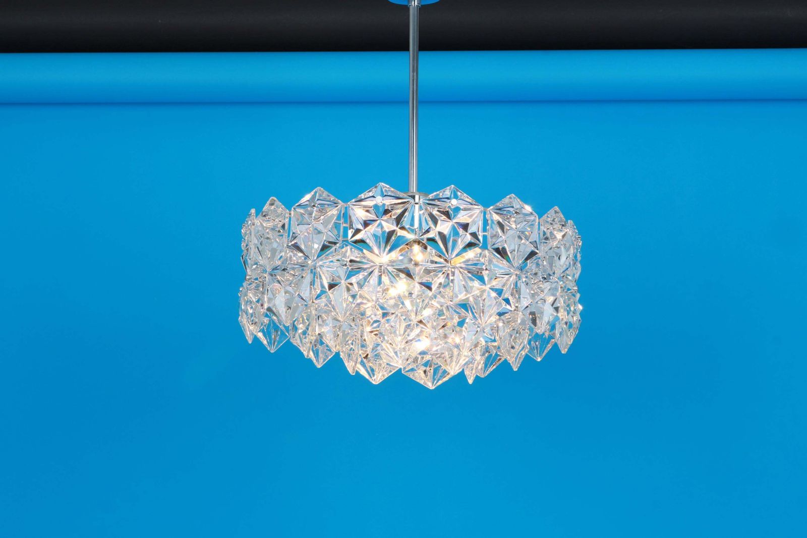 Kinkeldey Chandelier Chrome S And Crystal Glass, Germany, 1970s photo vintage