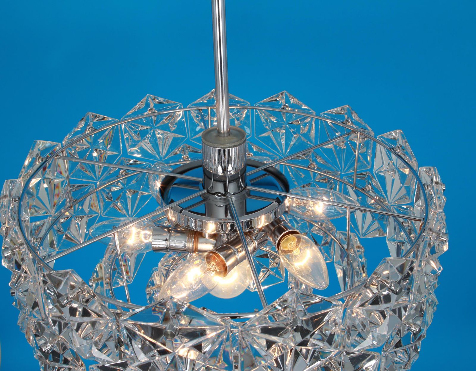 photo furniture Kinkeldey Chandelier Chrome S And Crystal Glass, Germany, 1970s
