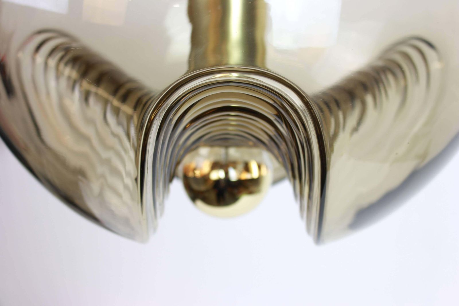 1 Of 8 Large Smoked Glass Pendant Light By Peill & Putzler, Germany, 1970s photo for sale