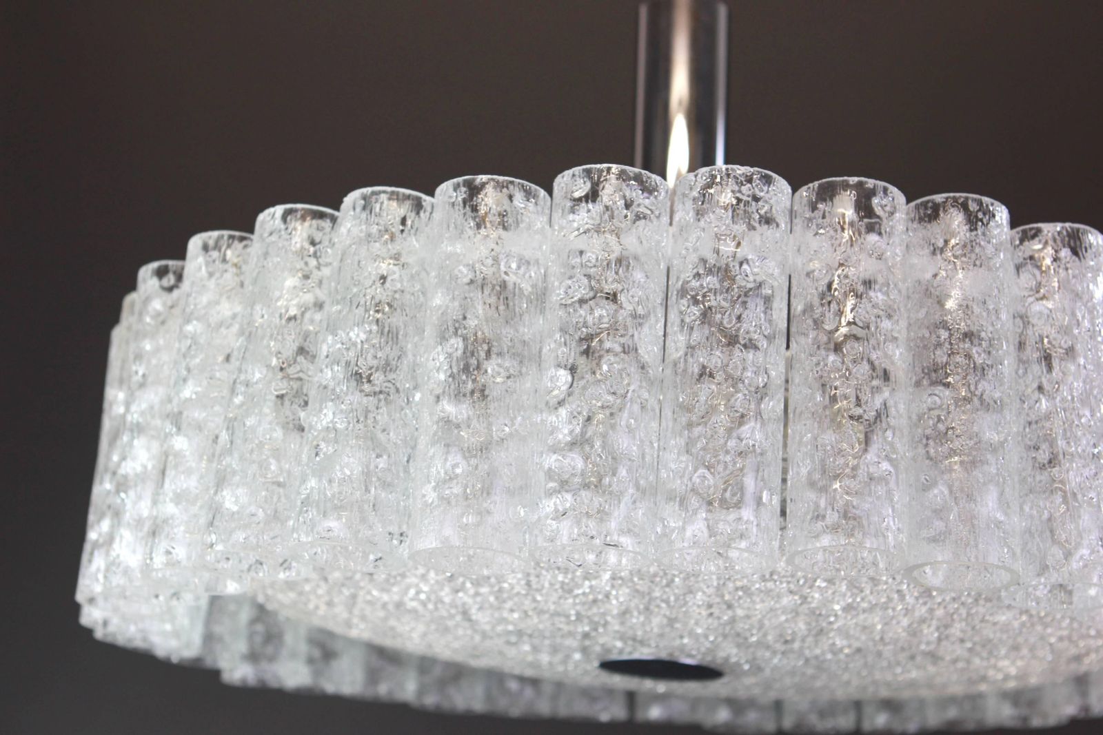 Large Murano Ice Glass Tubes Chandelier By Doria, Germany, 1970s photo furniture