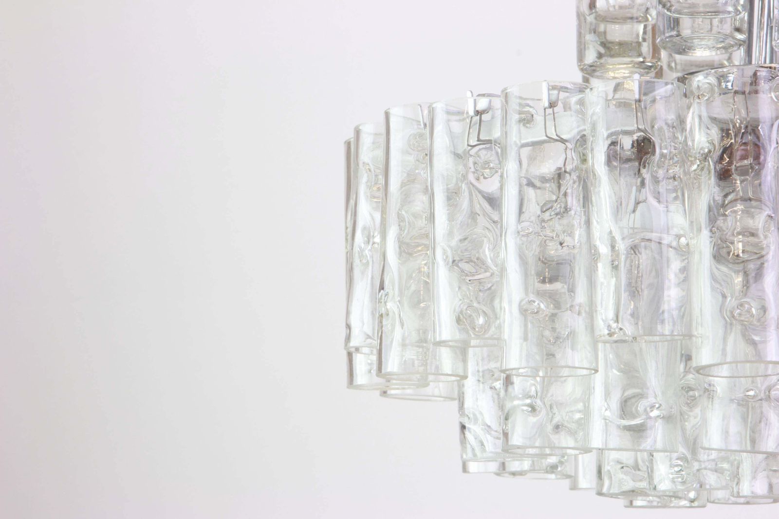 Stunning Murano Ice Glass Tubes Chandelier By Doria, Germany, 1960s photo for sale