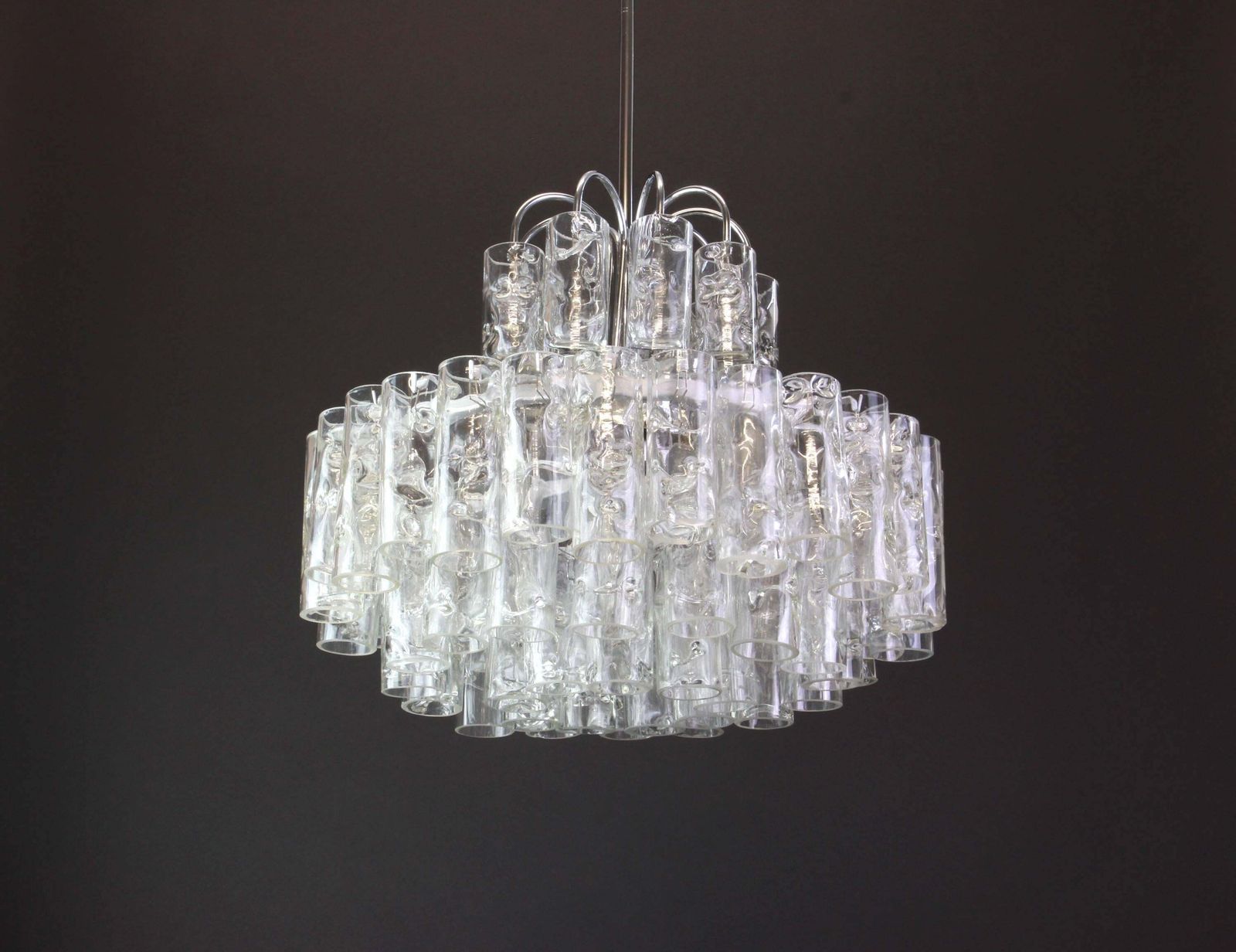 Stunning Murano Ice Glass Tubes Chandelier By Doria, Germany, 1960s photo vinterior
