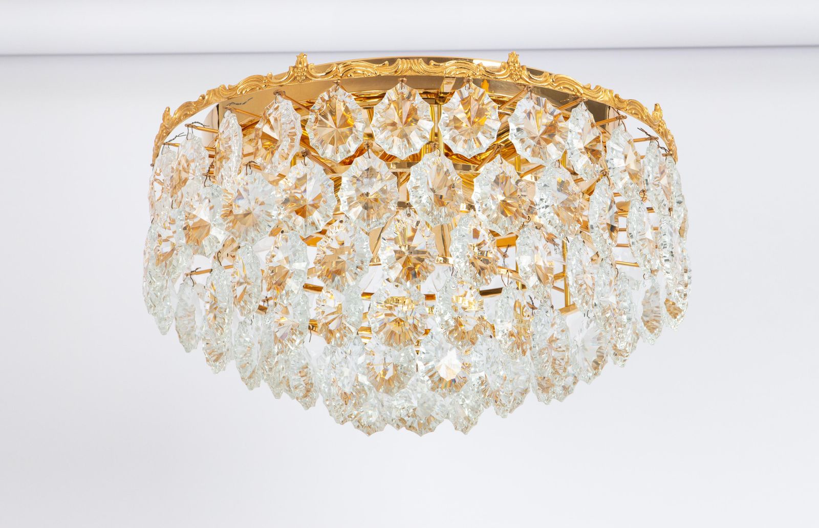 Bakalowits Flush Mount Light, Brass And Crystal Glass, Austria, 1960s photo furniture