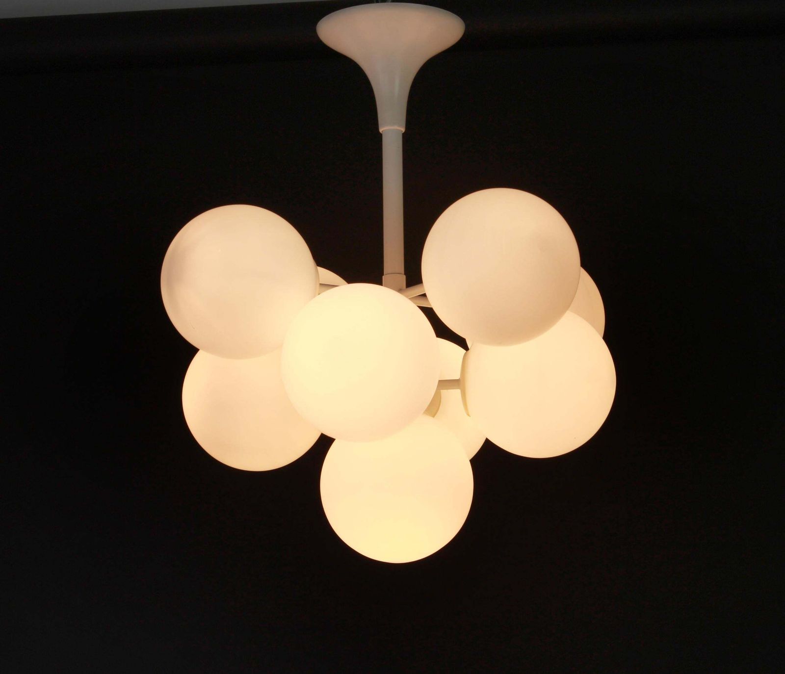 Atomic White Chandelier By E.R. Nelel For Temde, Switzerland, 1960s photo Lighting