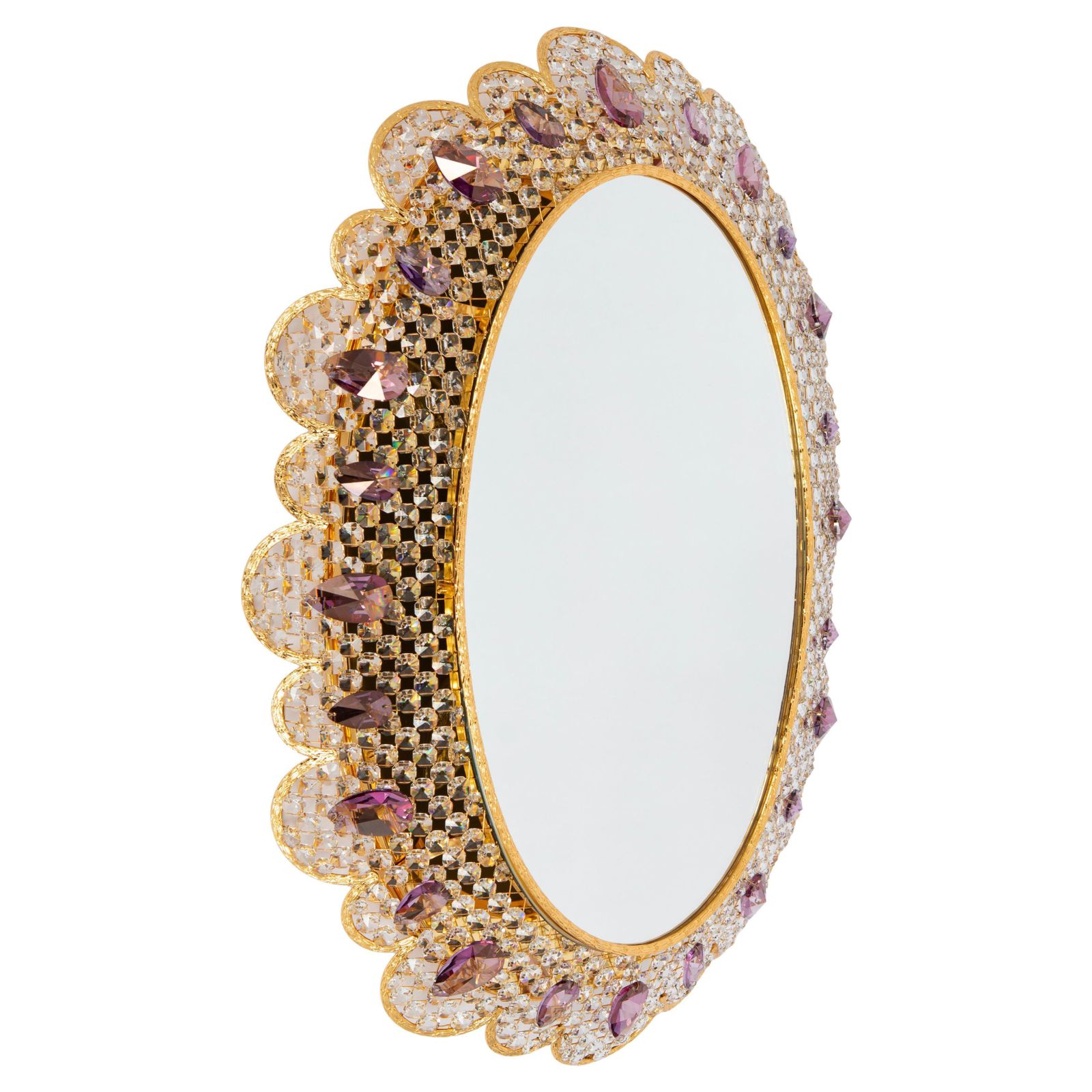 Spectacular Backlit Mirror Brass And Crystal Glass By Palwa, Germany photo furniture