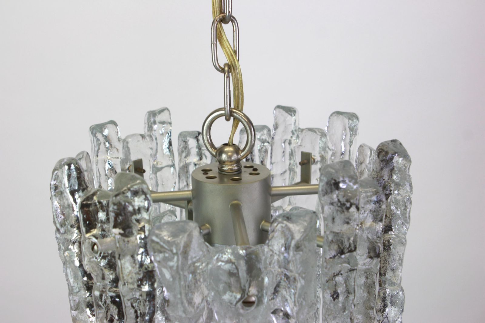 Pair Of Murano Ice Glass Pendants By Kalmar, Austria, 1960s photo for sale