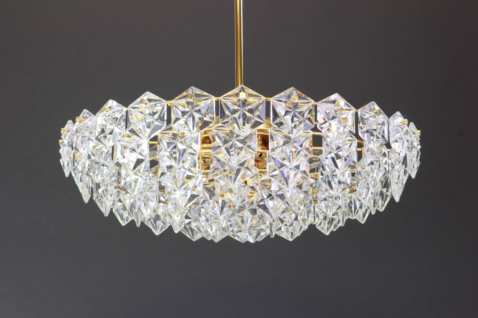 Stunning Huge Chandelier, Brass And Crystal Glass By Kinkeldey, Germany, 1970s photo Lighting