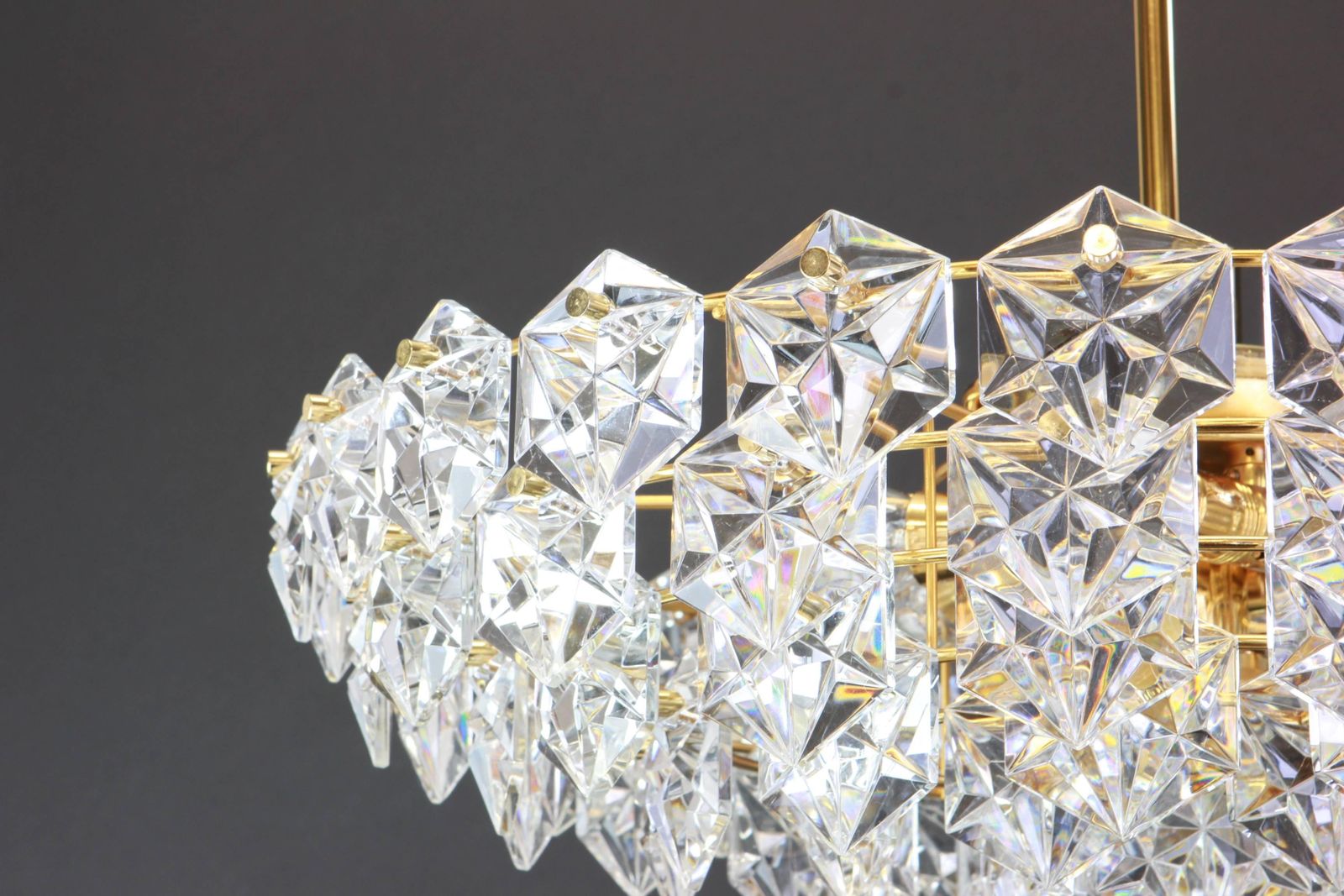 Stunning Huge Chandelier, Brass And Crystal Glass By Kinkeldey, Germany, 1970s photo 1590.0