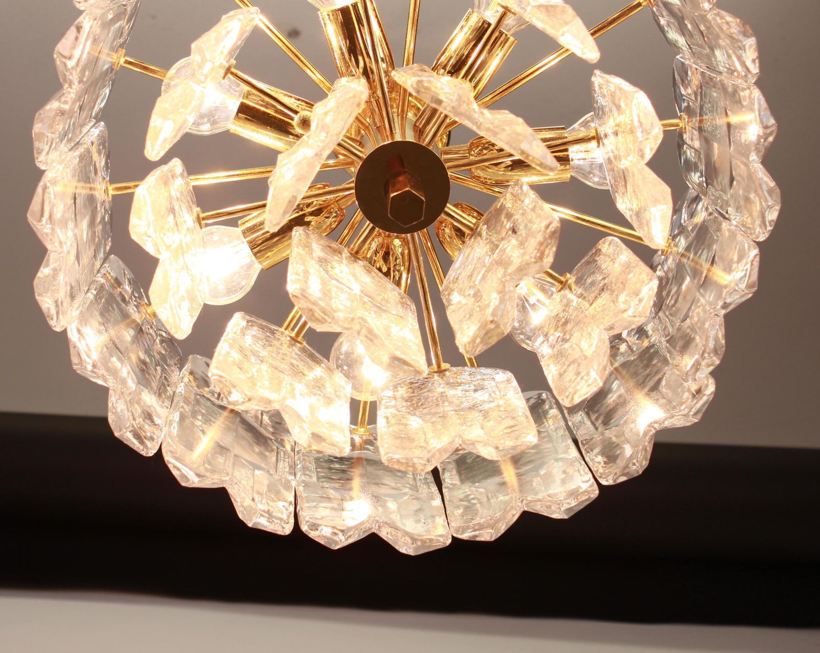 Stunning Brass Murano Glass Light Fixture Palazzo, Kalmar, Austria, 1970s photo buy