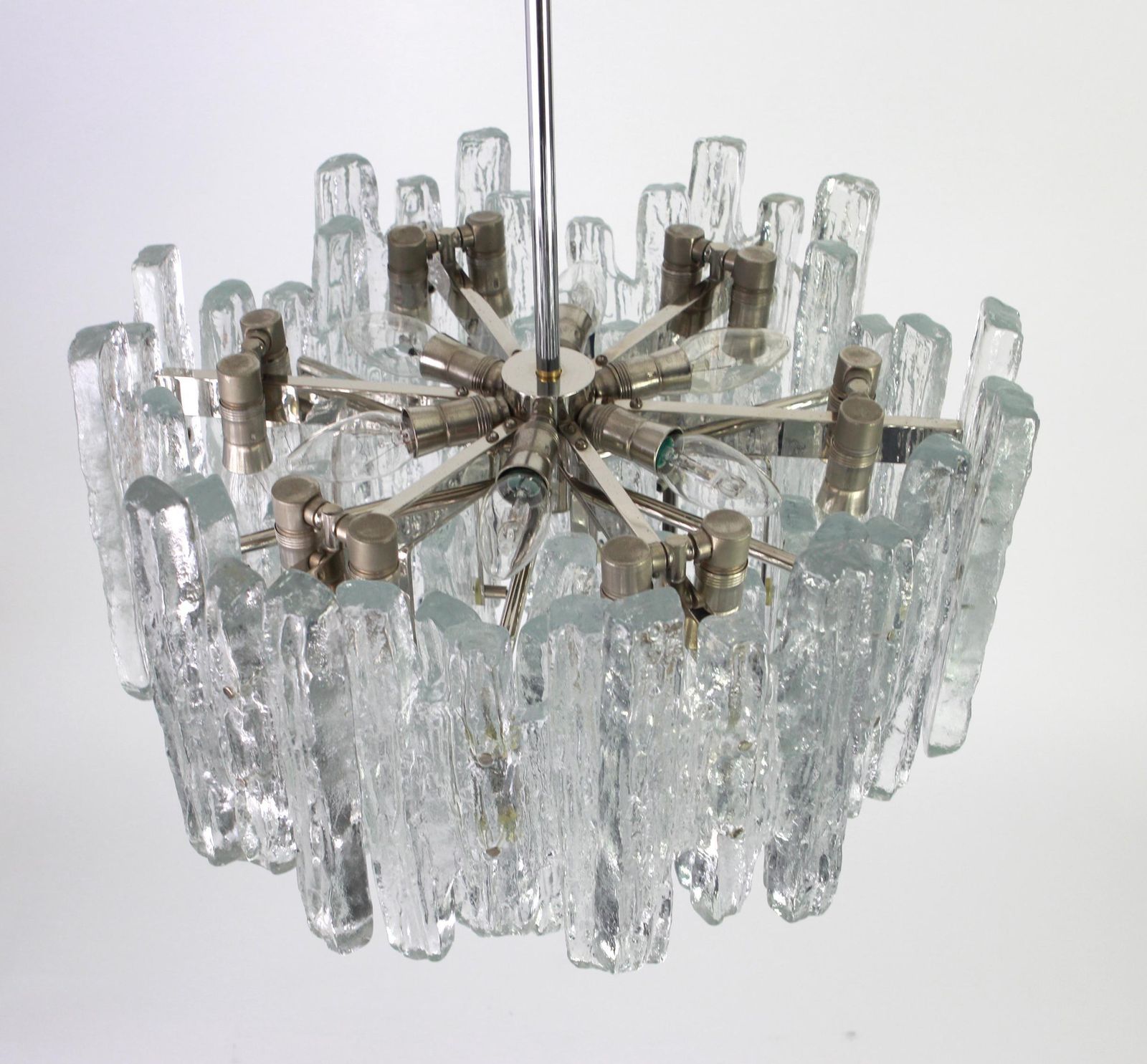 photo furniture 1 Of 2 Large Rare Murano Ice Glass Chandelier By Kalmar, Austria, 1960s