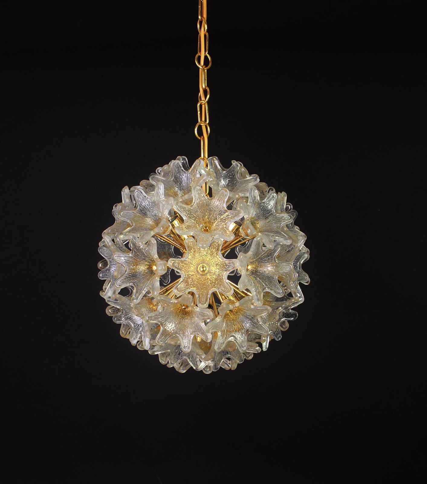 Spectacular Murano Glass Sunburst Flower Chandelier By Venini Veart, Italy 1970s photo buy