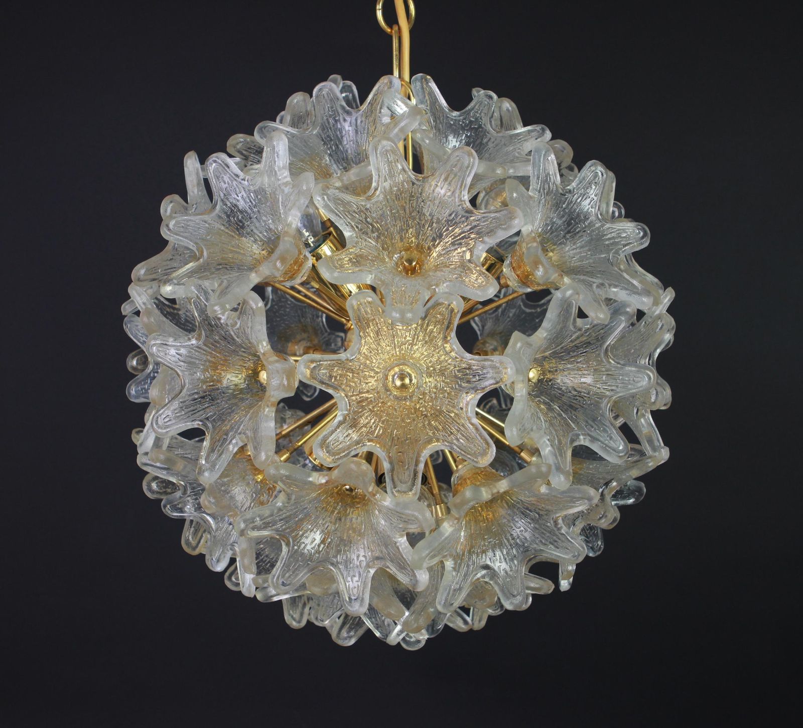 photo furniture Spectacular Murano Glass Sunburst Flower Chandelier By Venini Veart, Italy 1970s