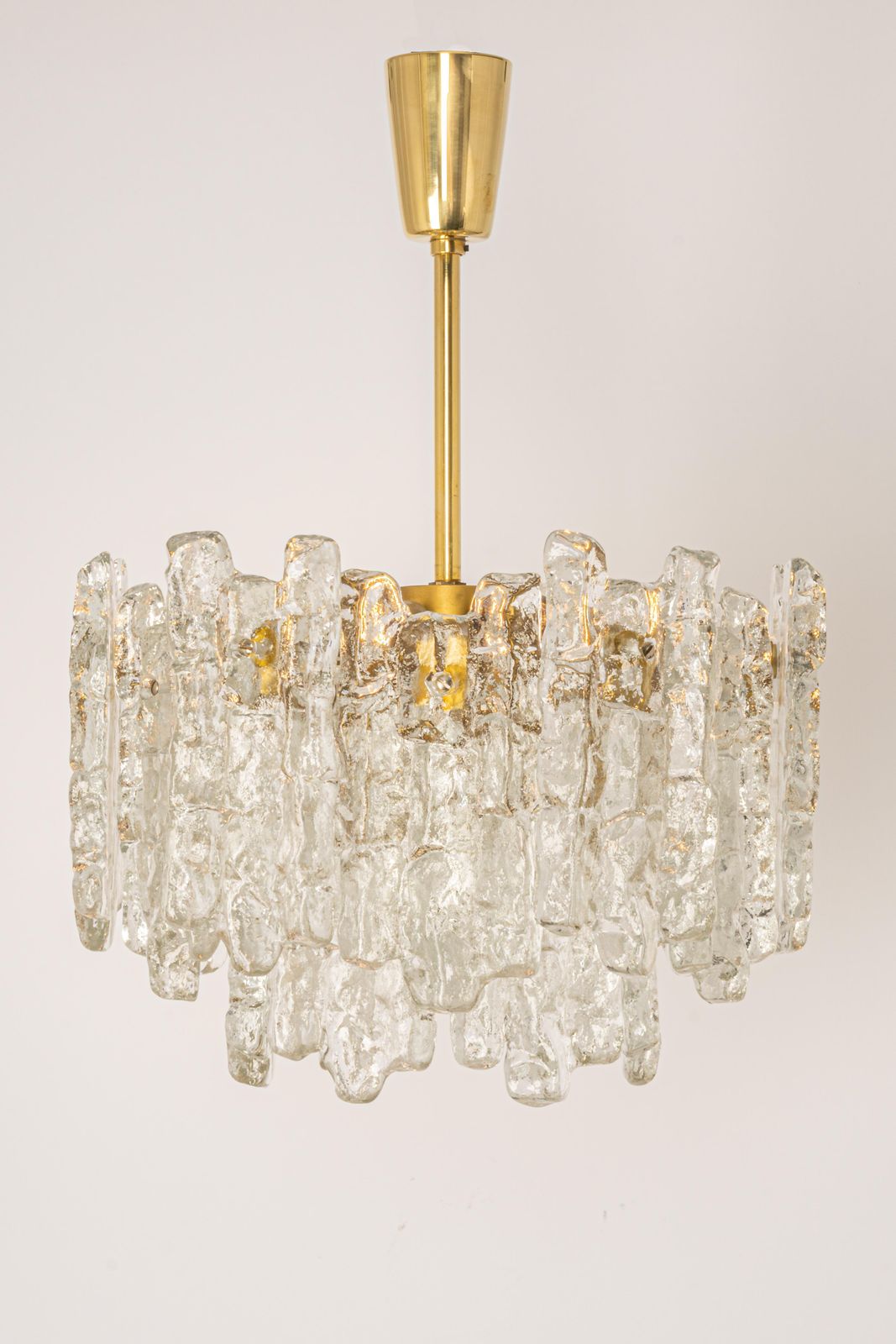 1 Of 3 Large Murano Ice Glass Chandelier By Kalmar, Austria, 1960s photo buy