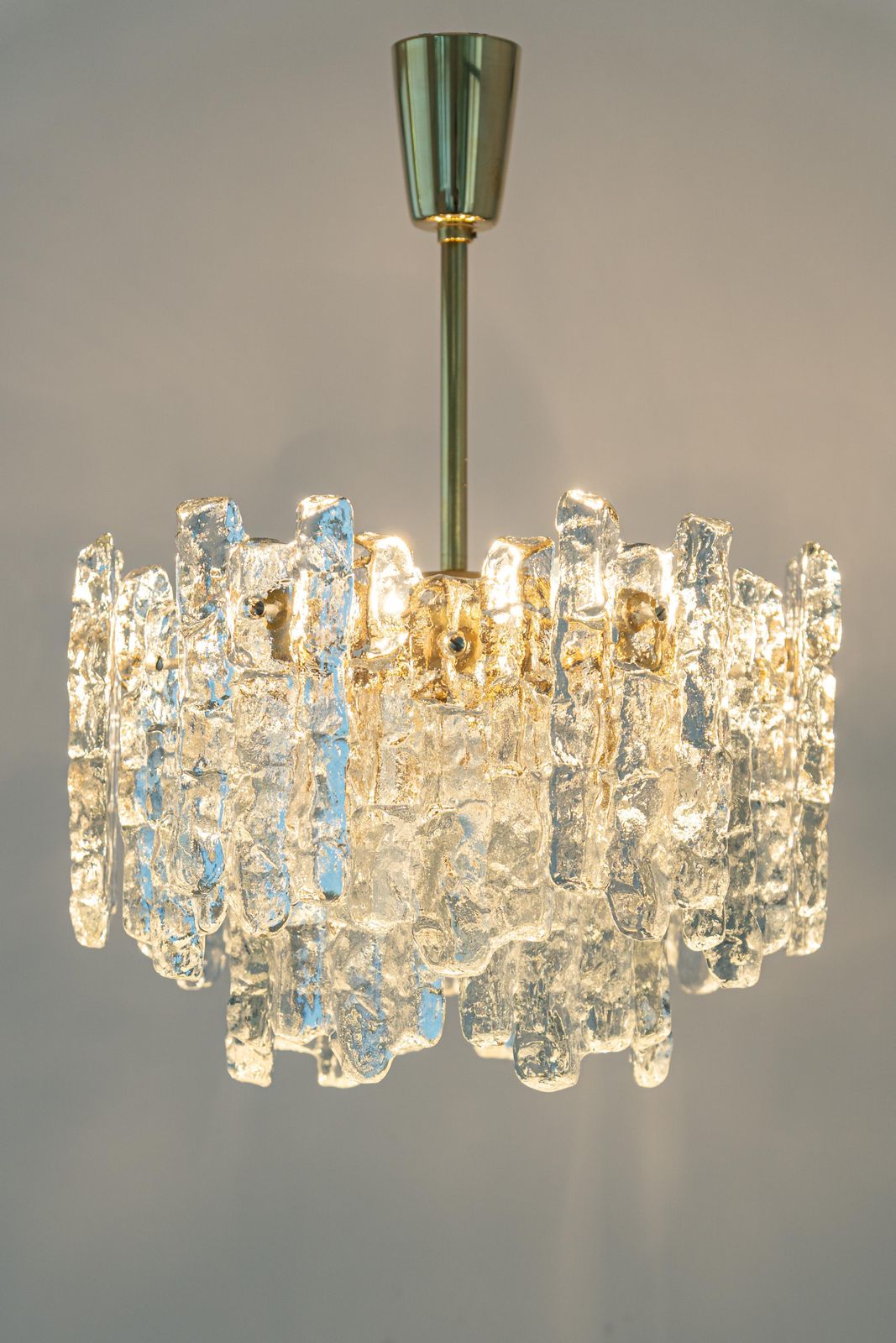 photo furniture 1 Of 3 Large Murano Ice Glass Chandelier By Kalmar, Austria, 1960s