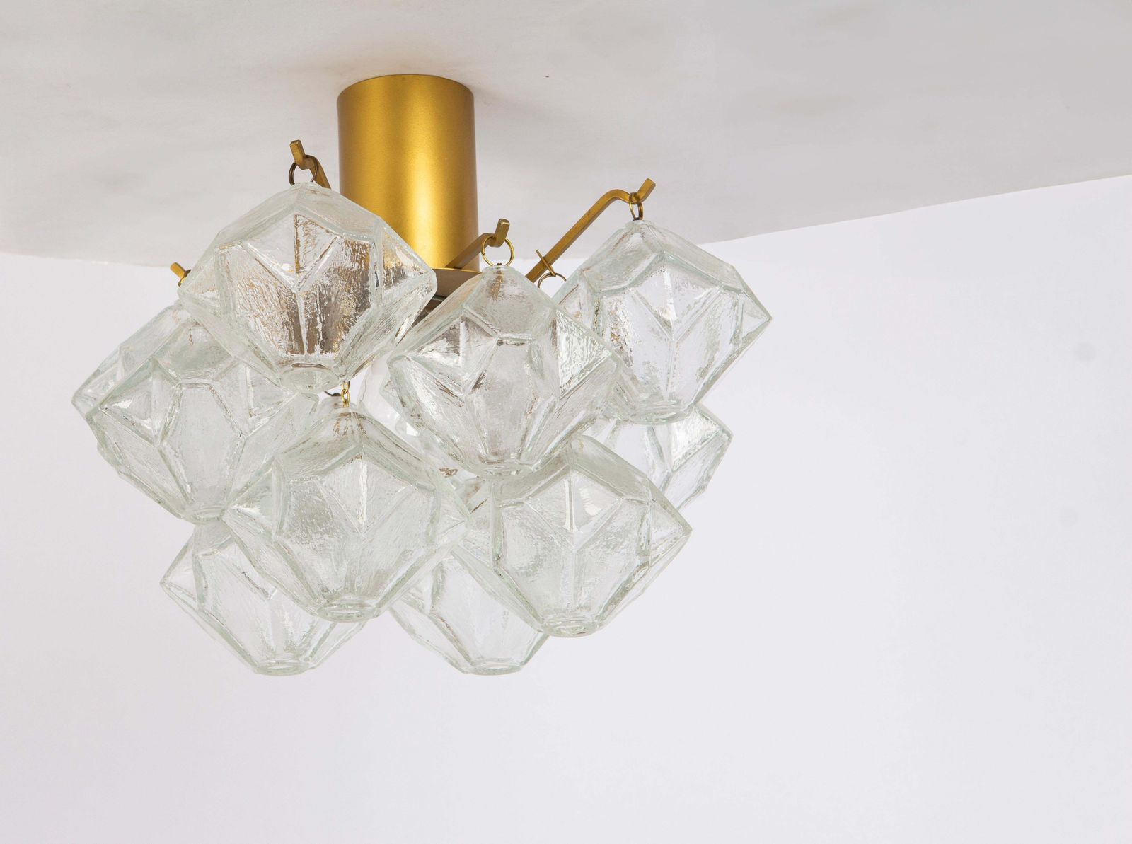 1 Of 2 Petite Rare Pagoda Glass Flush Mount By Kalmar, Austria, 1960s photo furniture