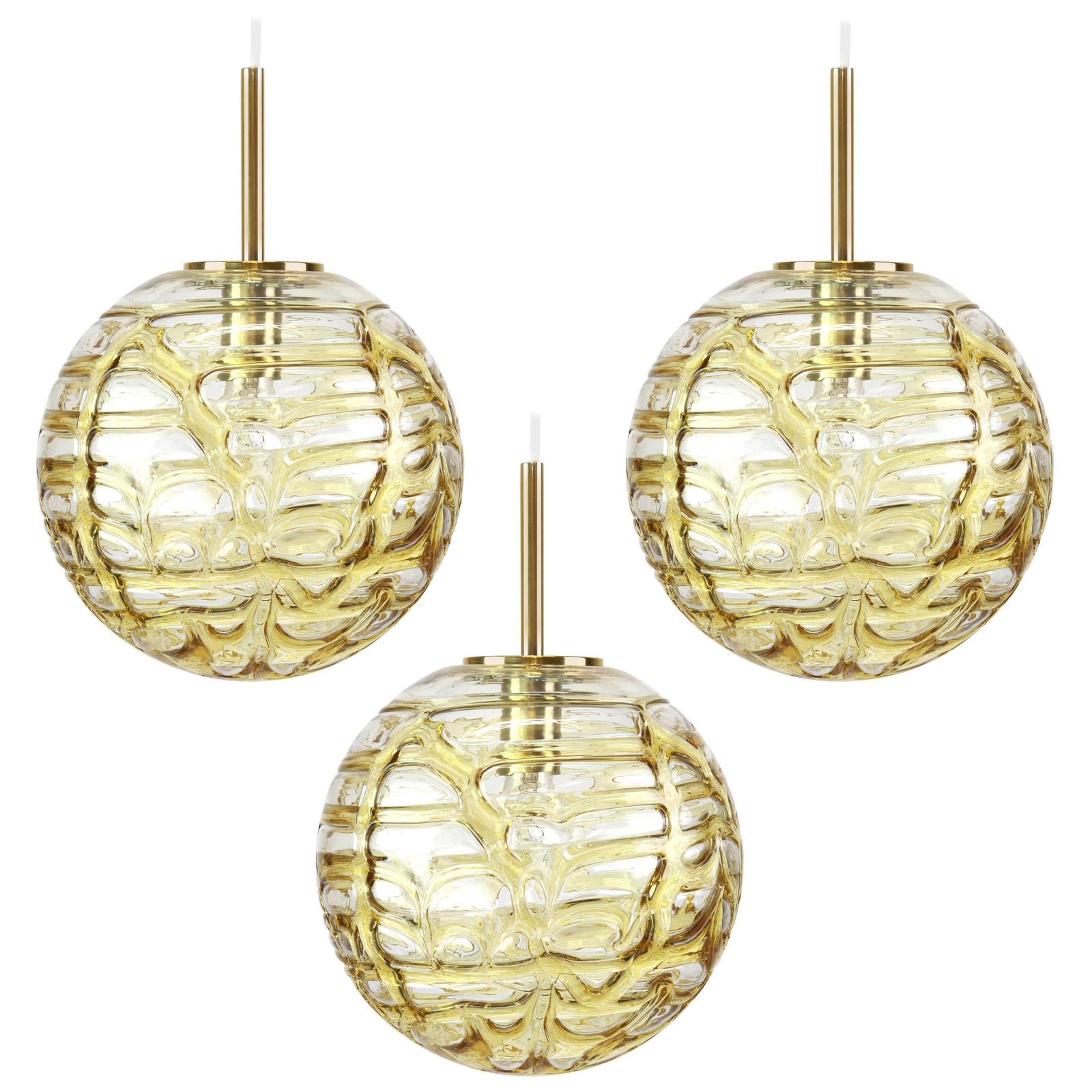 1 Of 3 Rare Murano Ball Pendant Light By Doria, Germany, 1970s
