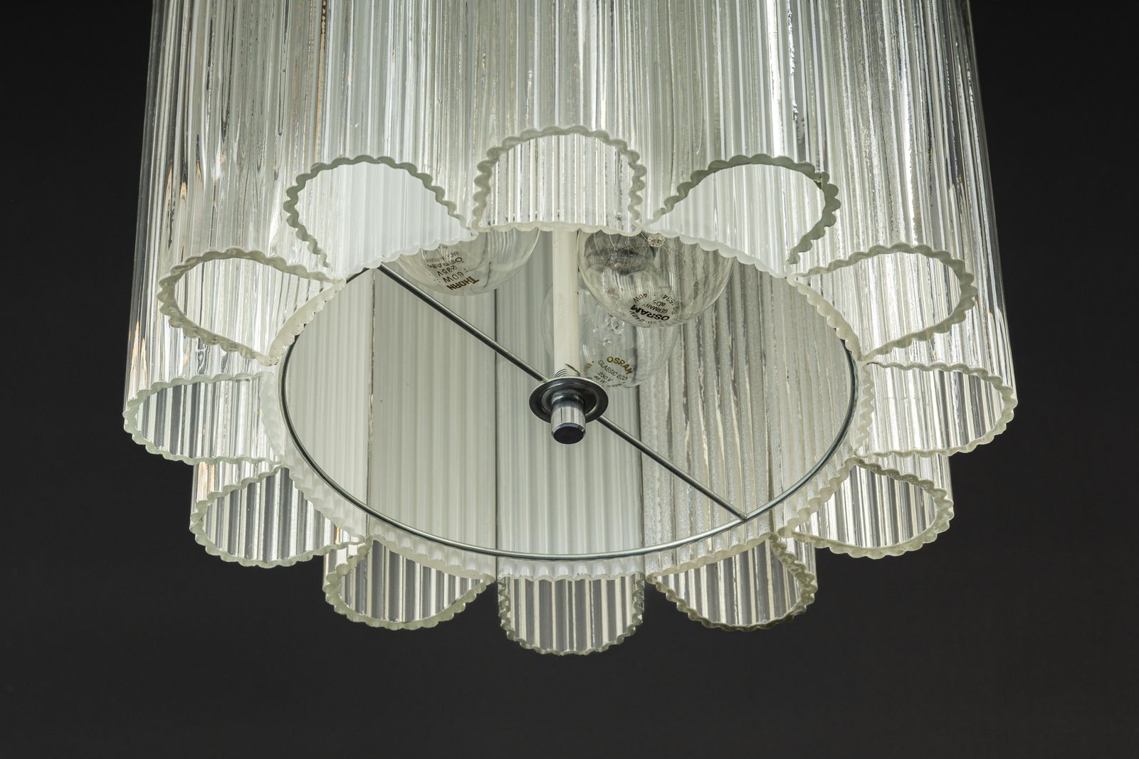 1 Of 2 Cylindrical Pendant Fixture With Crystal Glass By Doria, Germany, 1960s photo vinterior