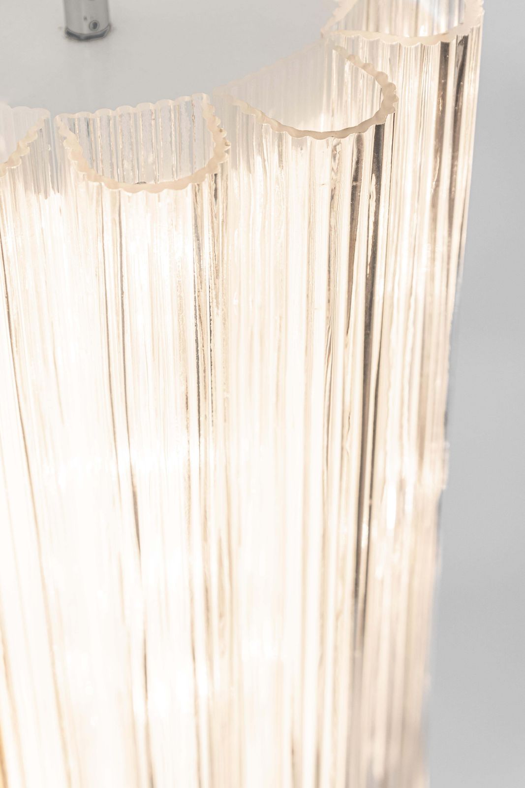 1075.0 1 Of 2 Cylindrical Pendant Fixture With Crystal Glass By Doria, Germany, 1960s photo