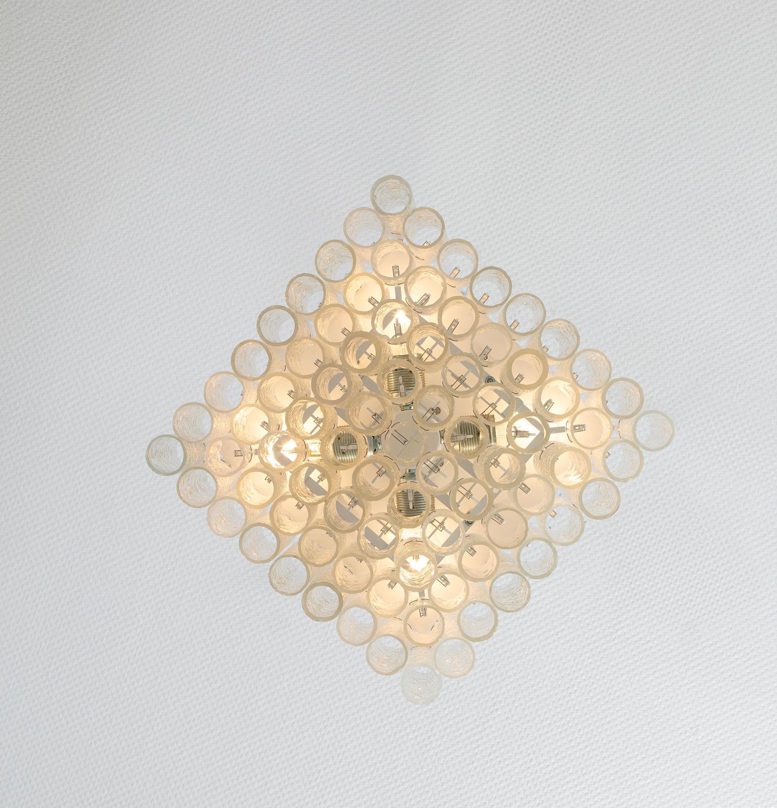 Petite Stunning Murano Ice Glass Tubes Flush Mount By Doria Germany, 1960s photo buy