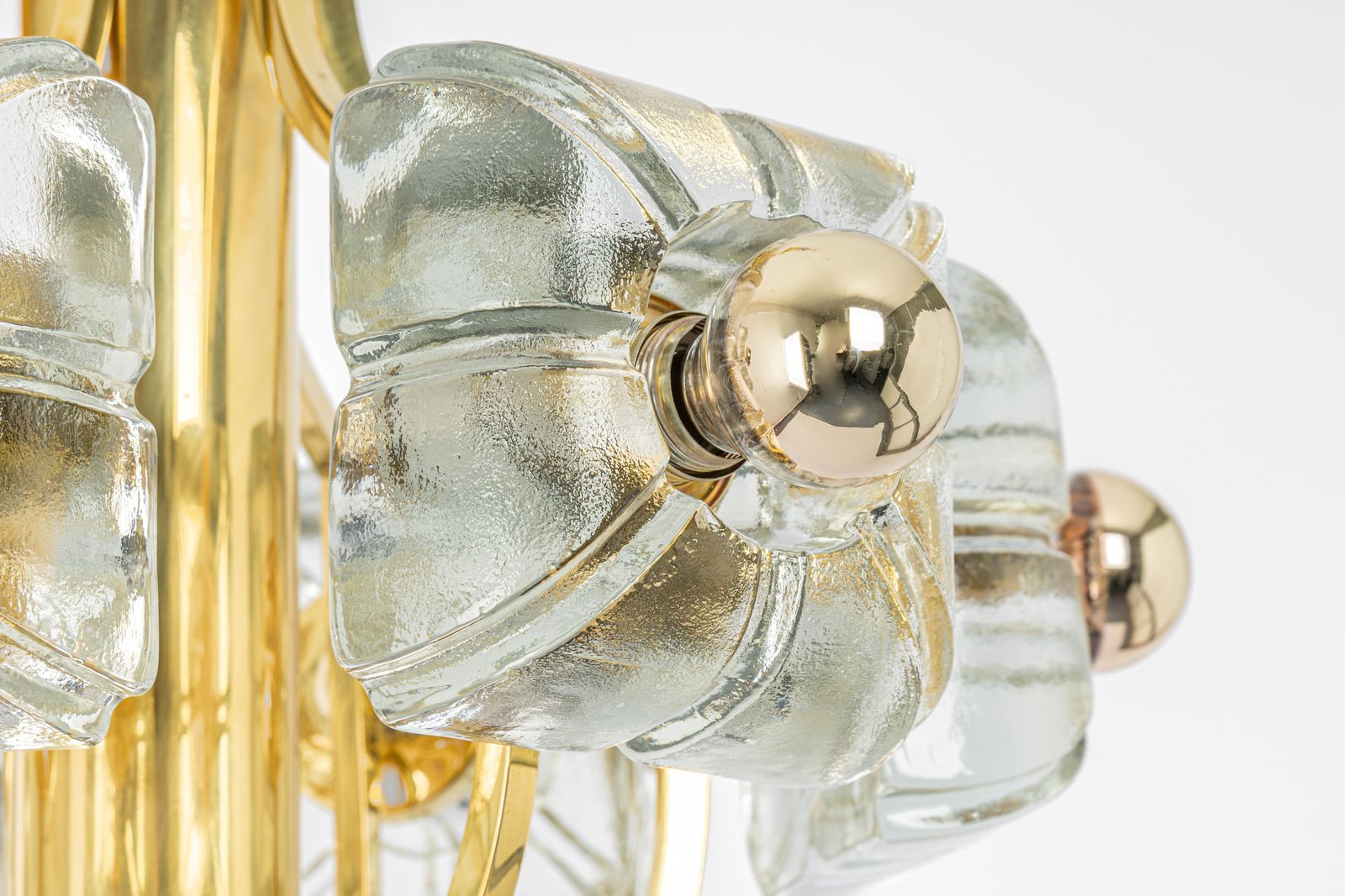 Large Brass And Crystal Glass Pendant By Sische, Germany, 1970s photo for sale