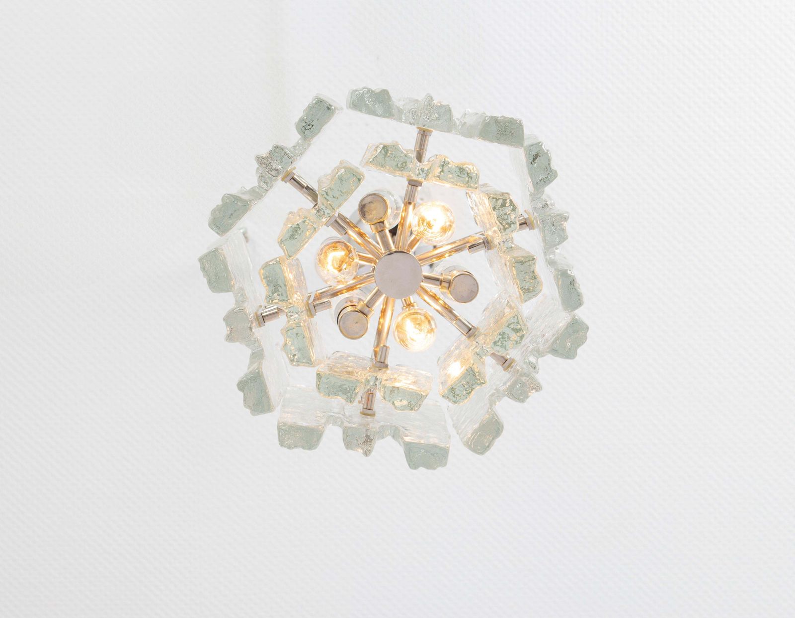 1 Of 2 Petite Murano Ice Glass Chandelier By Kalmar, Austria, 1960s photo buy