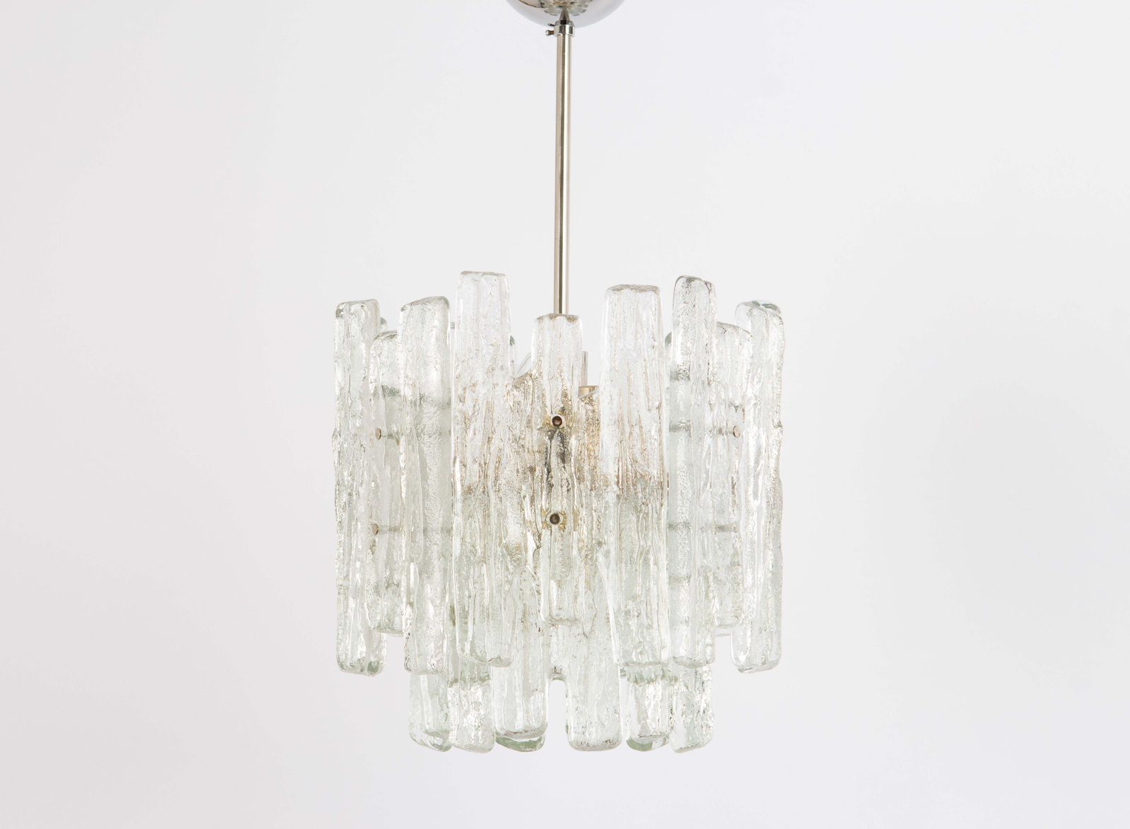 1 Of 2 Petite Murano Ice Glass Chandelier By Kalmar, Austria, 1960s photo vintage