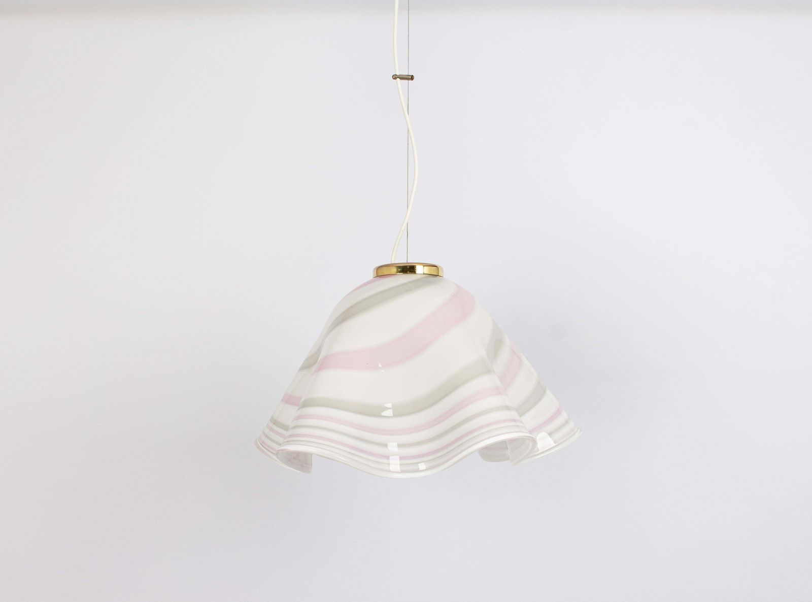 Large White Pink Glass Pendant Light Mazzega Fazzoletto, Italy, 1970s photo furniture