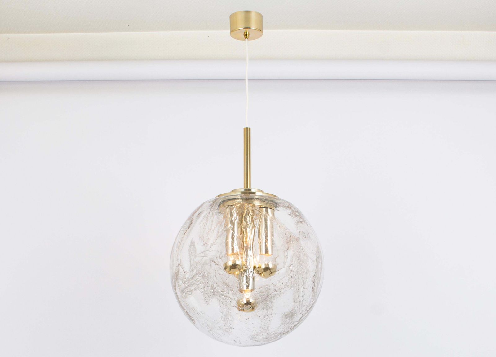 1 Of 2 Large Sputnik Big Ball Pendant By Doria, Germany, 1970s photo for sale