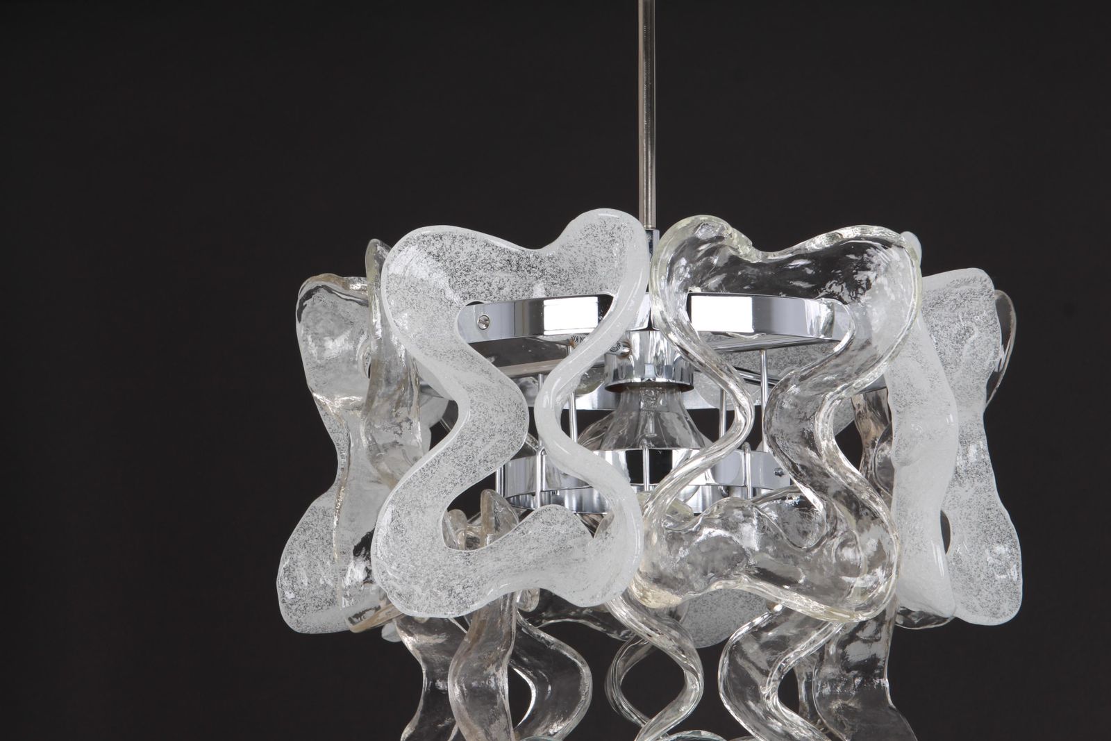 Murano Glass Pendant Light Chome Designed, Carlo Nason For Kalmar, Catena, Aust photo furniture