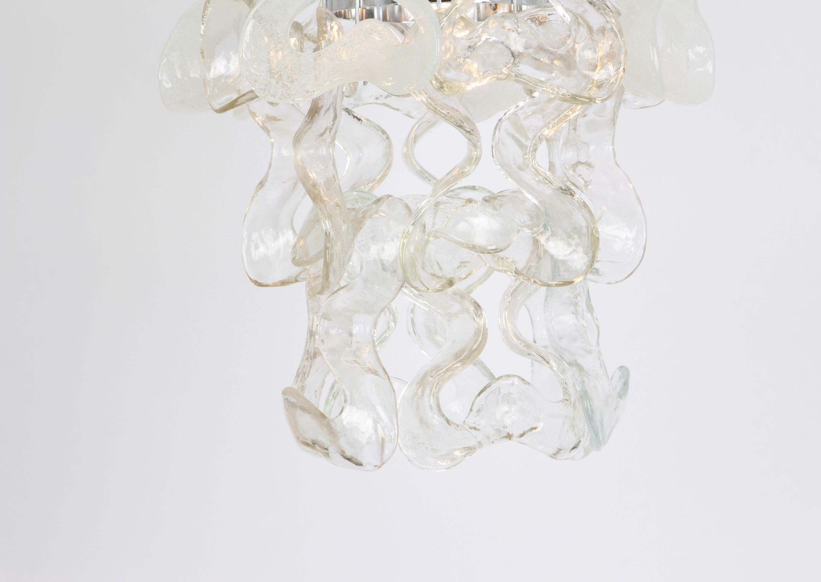 Murano Glass Pendant Light Chome Designed, Carlo Nason For Kalmar, Catena, Aust photo Lighting