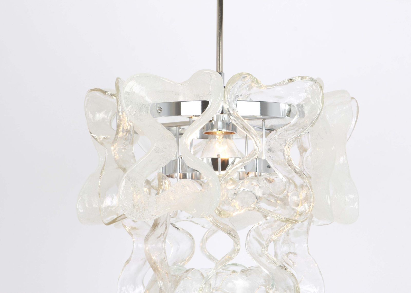 Murano Glass Pendant Light Chome Designed, Carlo Nason For Kalmar, Catena, Aust photo 1247.0