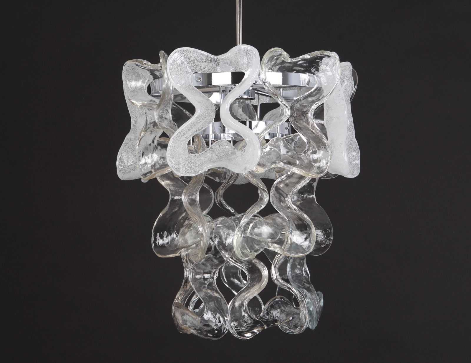 Murano Glass Pendant Light Chome Designed, Carlo Nason For Kalmar, Catena, Aust photo vintage