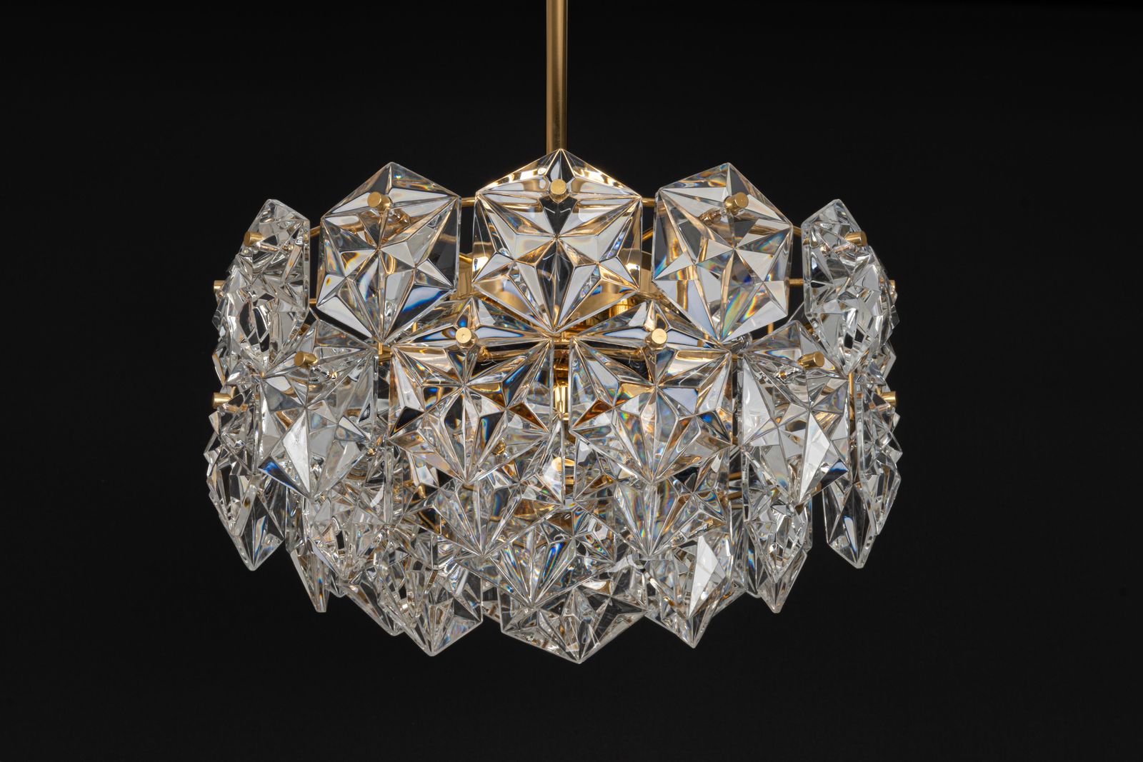 1 Of 3 Petite Chandeliers, Brass And Crystal Glass By Kinkeldey, Germany, 1970s photo vinterior