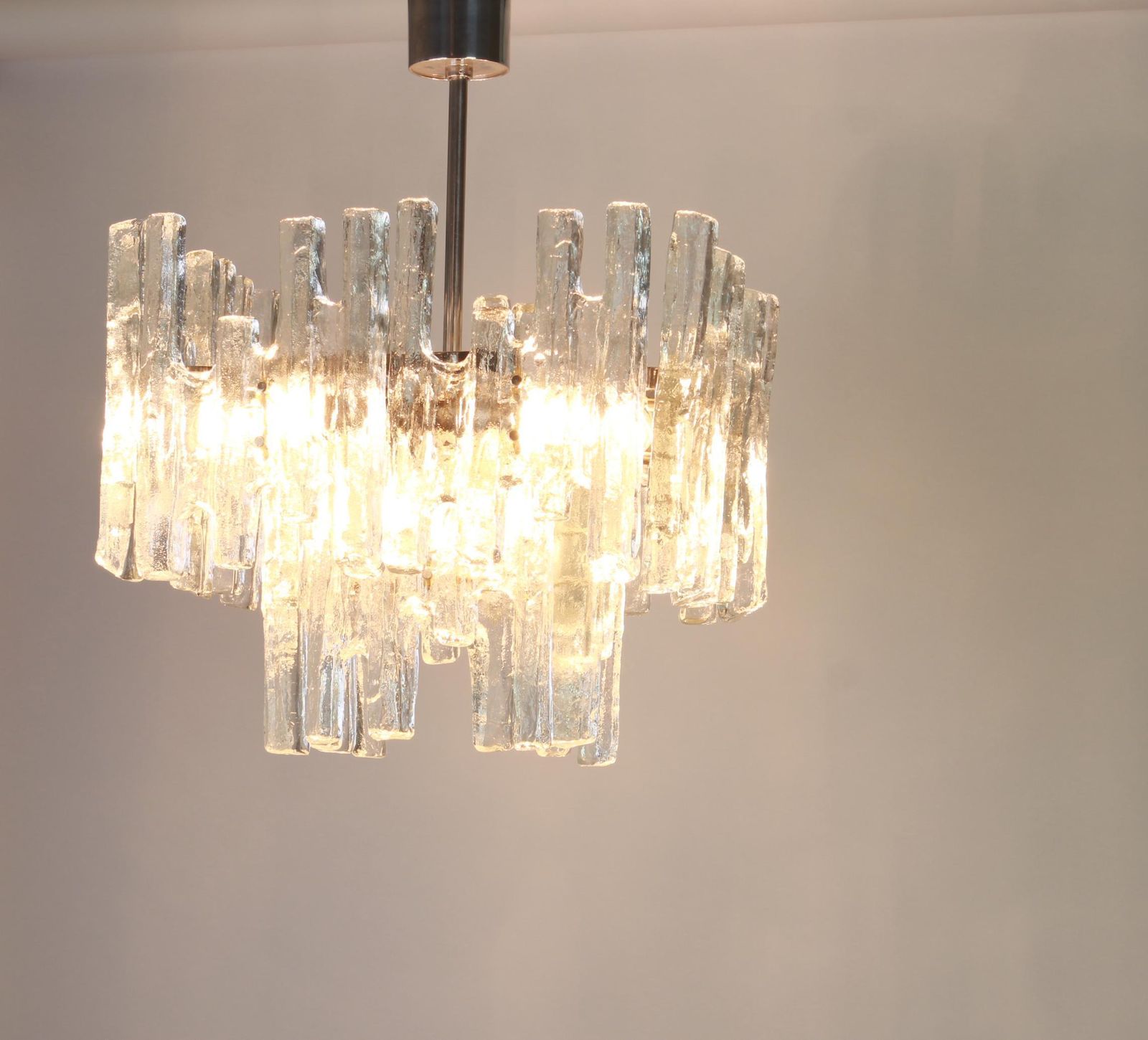 Large Rare Murano Ice Glass Chandelier By Kalmar, Austria, 1960s photo vinterior