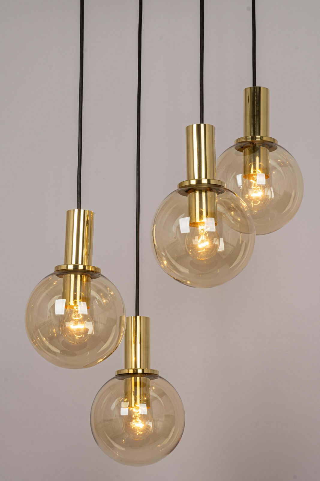 Large Designer Cascading Chandelier Smoked Glass By Ott Int. Germany, 1970s photo 1418.0
