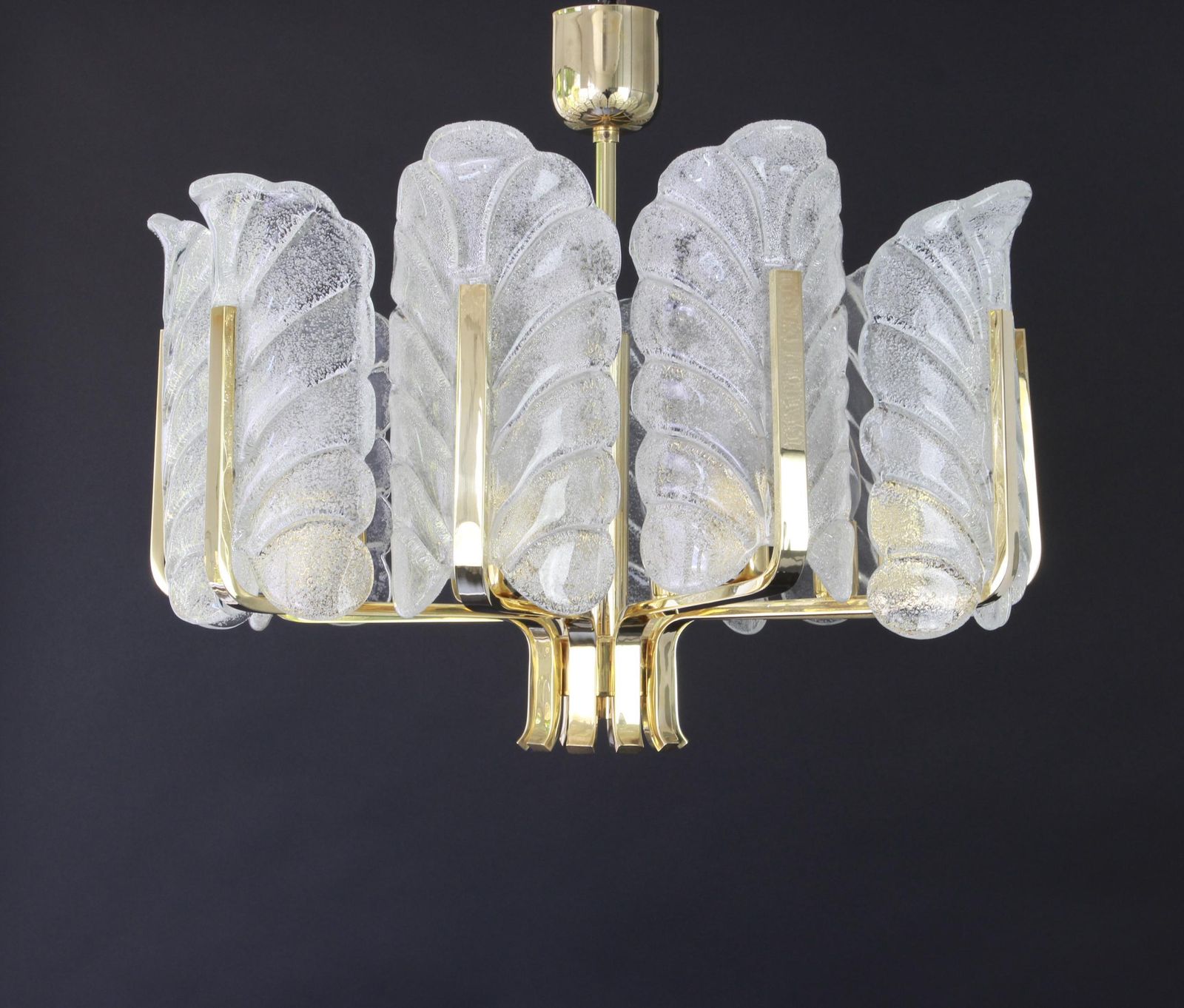 1 Van 2 – Chandelier Van Carl Fagerlund Met Murano Glazen Bladeren, Jaren 1960 photo vintage
