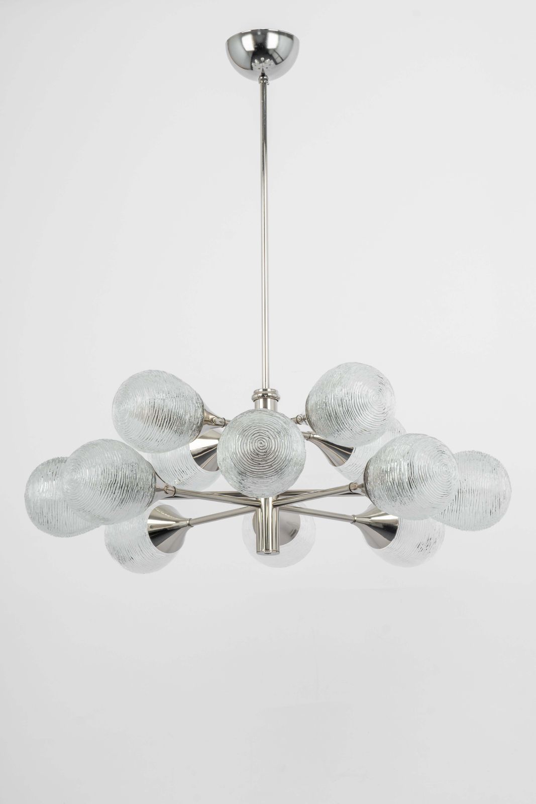 Large Stunning Kaiser Sputnik Opal Glass Globes Chandelier, Germany, 1970s photo for sale