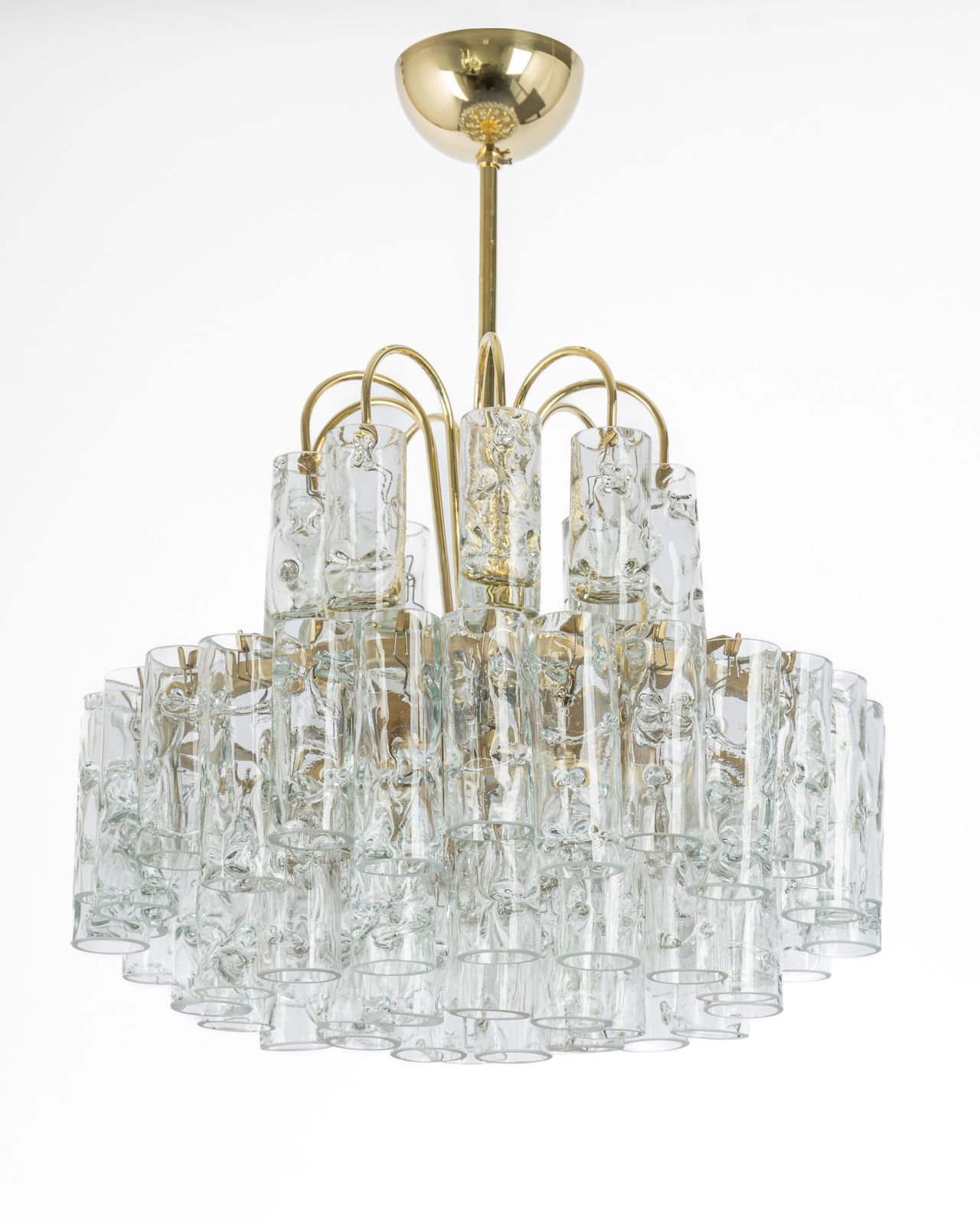 Stunning Murano Ice Glass Tubes Chandelier By Doria, Germany, 1960s photo for sale