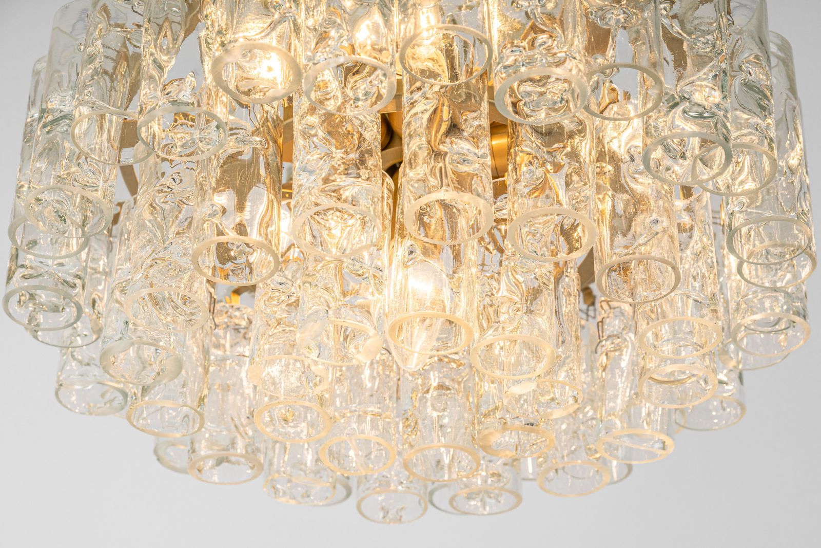 photo for sale Stunning Murano Ice Glass Tubes Chandelier By Doria, Germany, 1960s